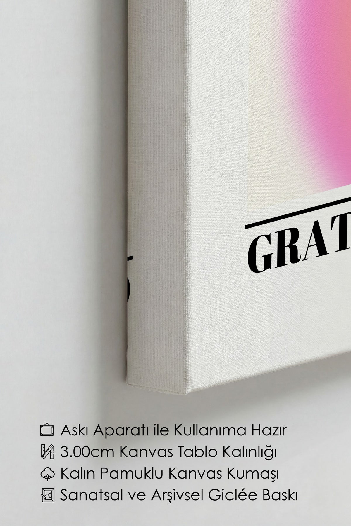 Farklı Tonlarda GRATITUDE Aura Kanvas Tablo