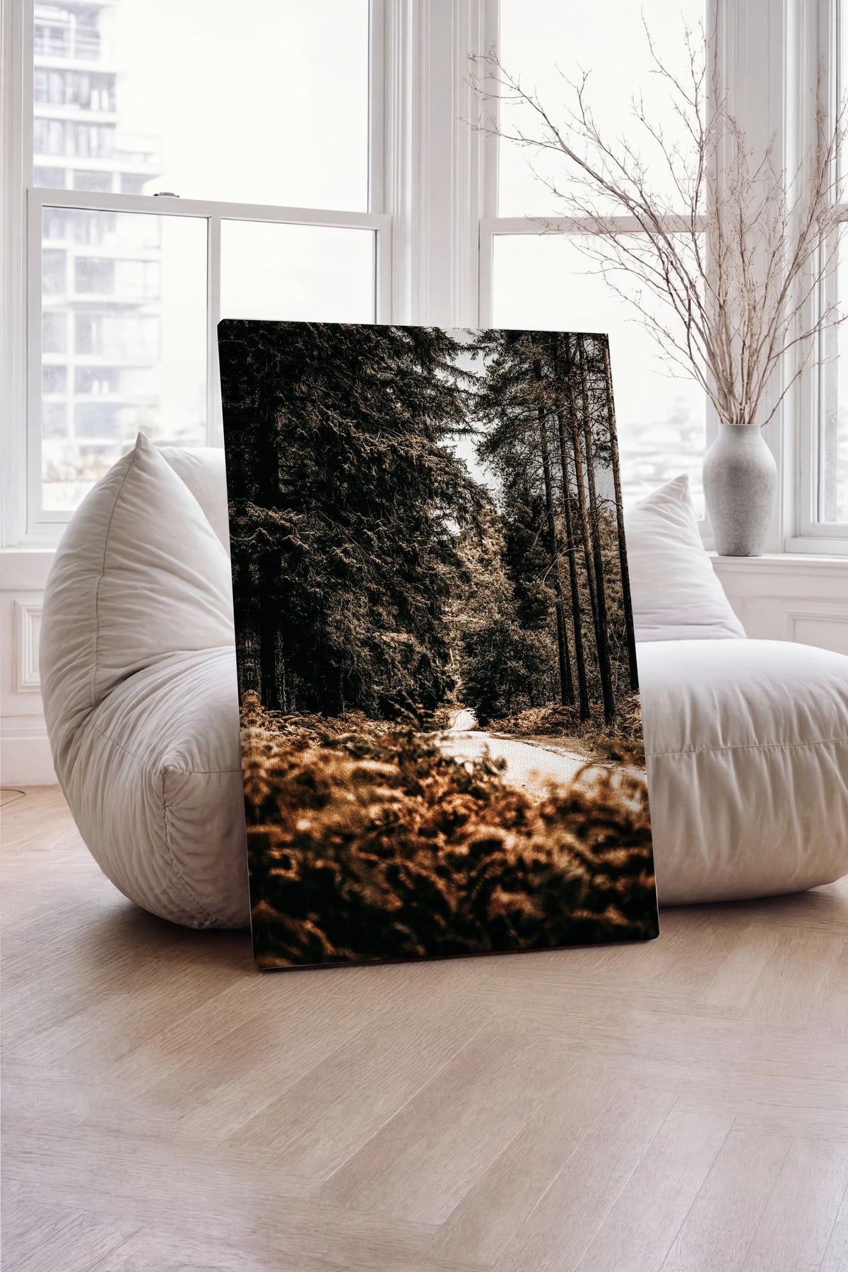 Sonbahar Ormanında Patika Rustic Kanvas Tablo