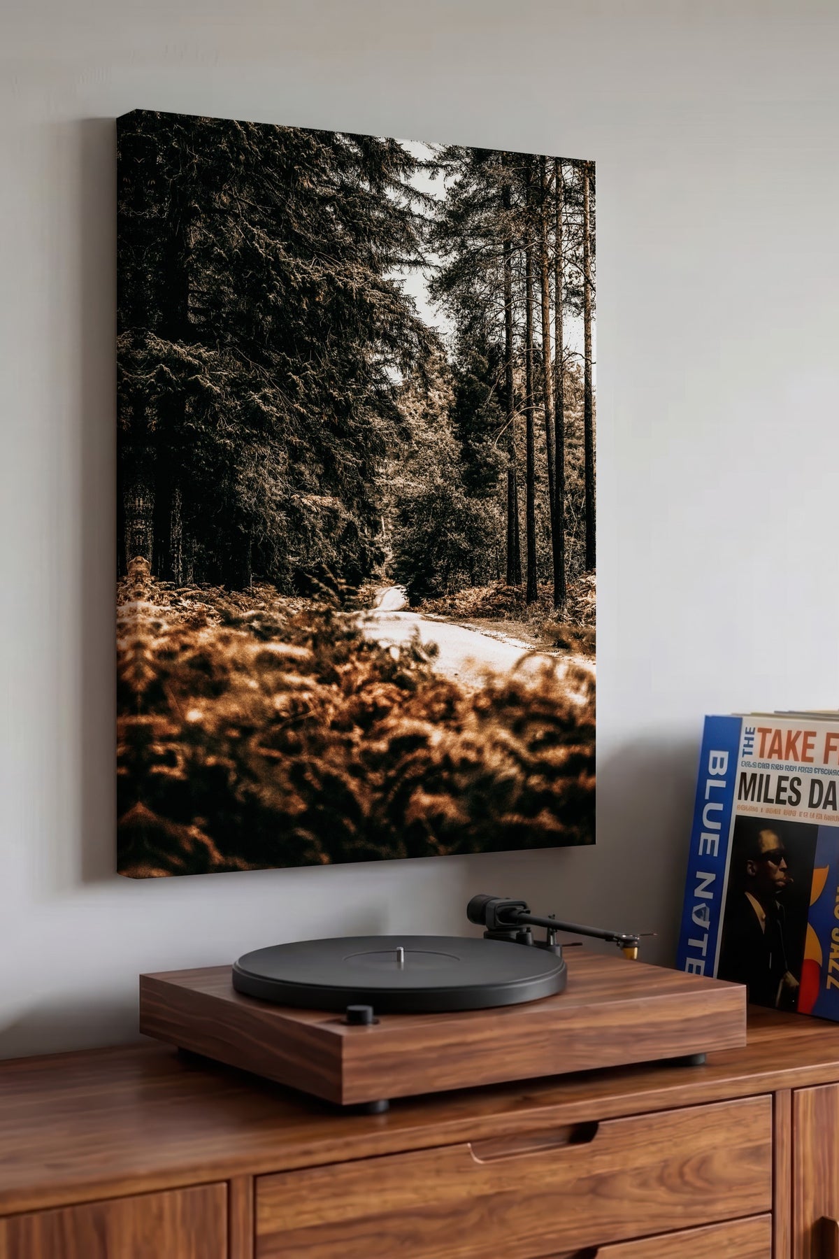 Sonbahar Ormanında Patika Rustic Kanvas Tablo