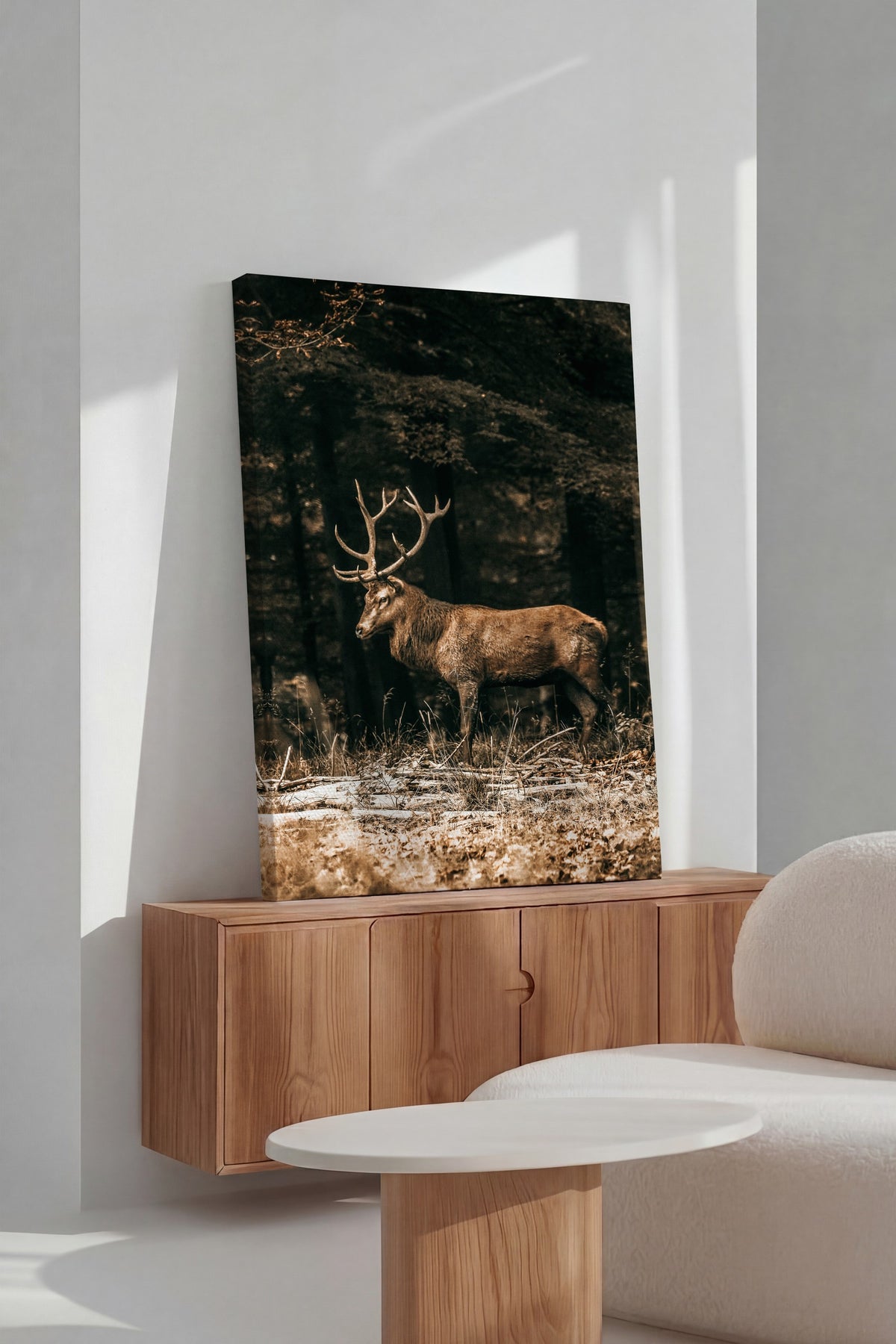 Ormanda Geyik Rustic Kanvas Tablo