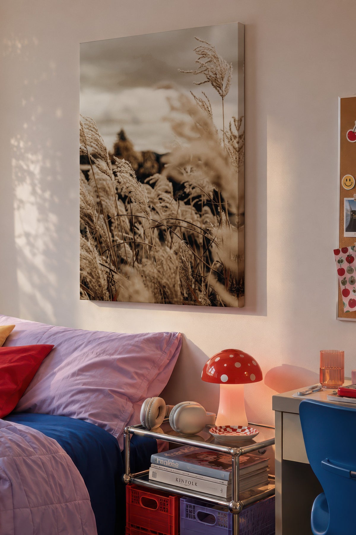 Rüzgarda Sonbahar Otları Rustic Kanvas Tablo