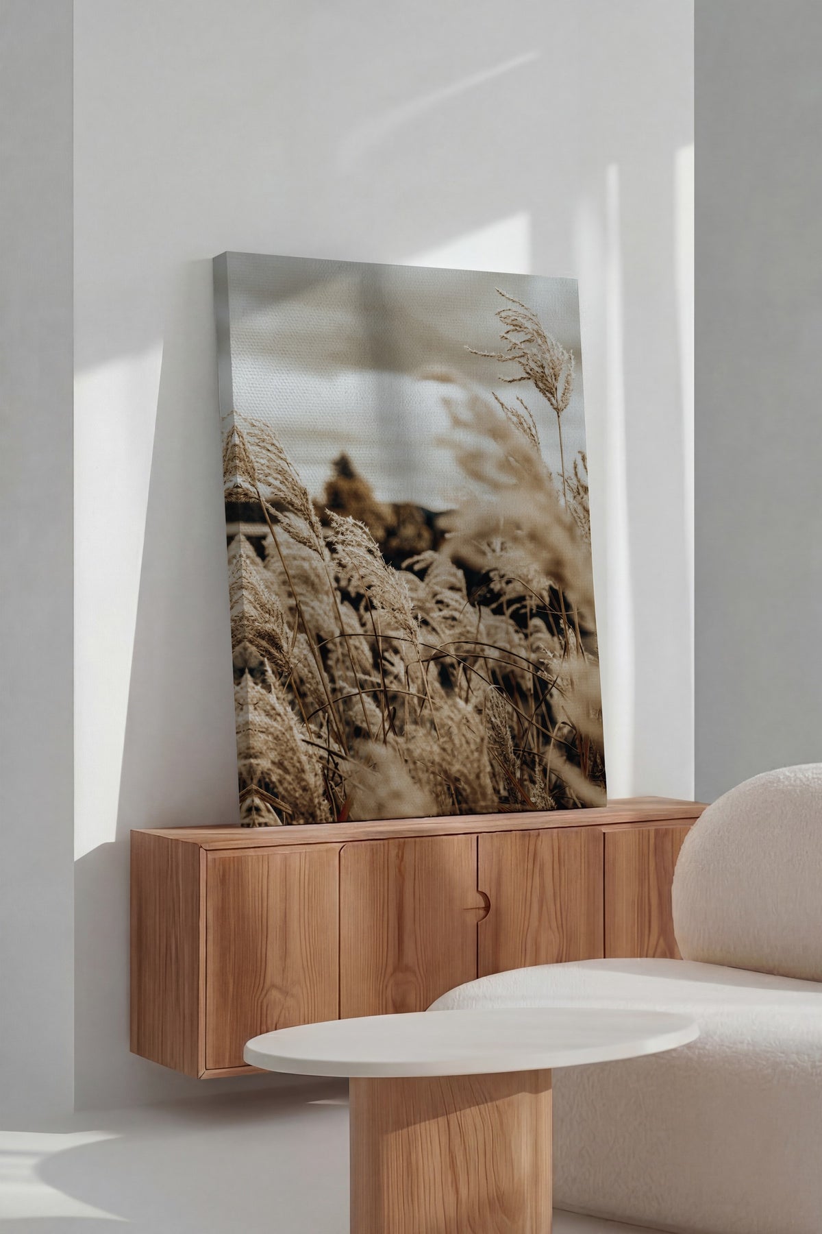 Rüzgarda Sonbahar Otları Rustic Kanvas Tablo