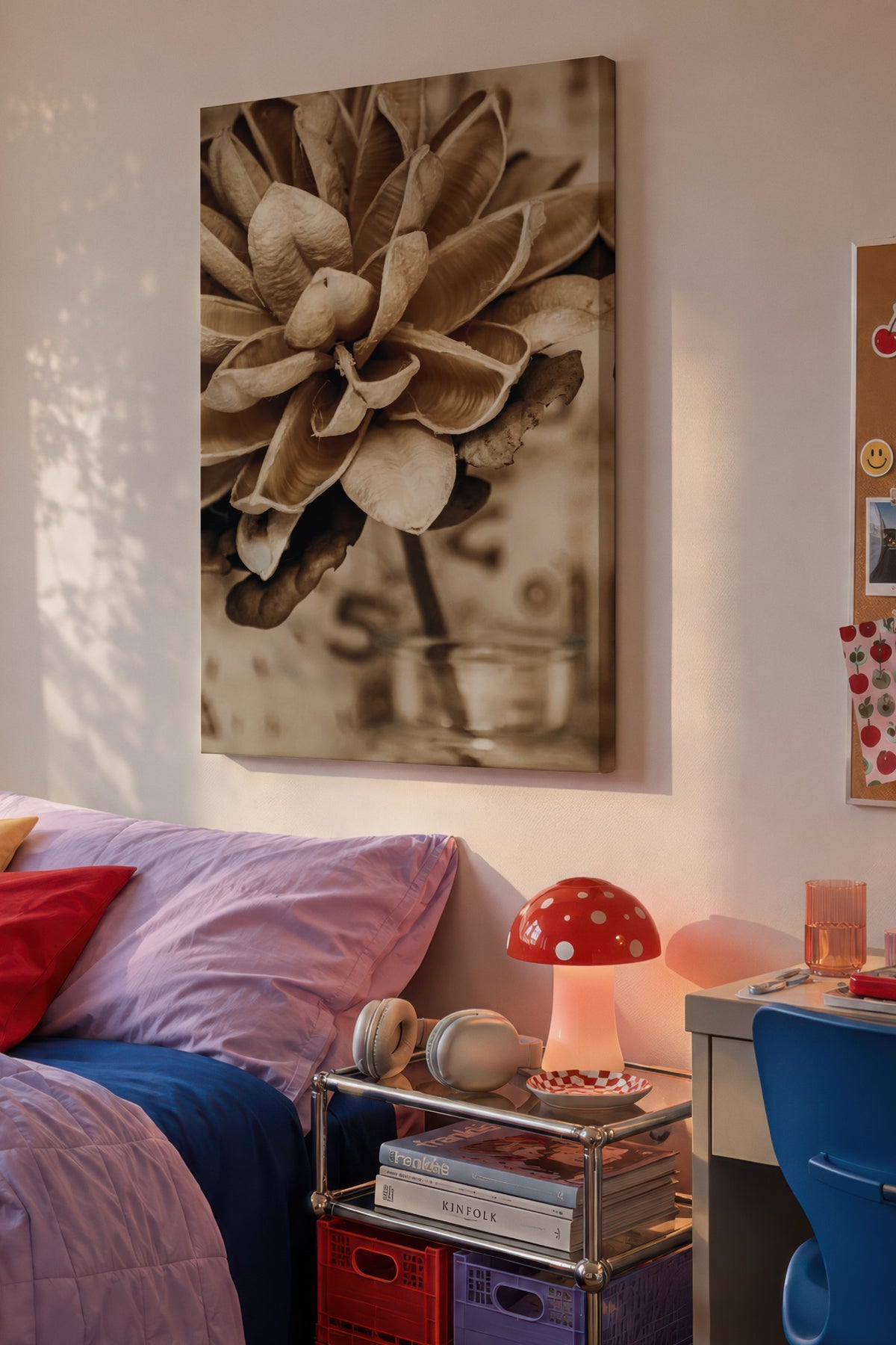 Kurutulmuş Çiçek Detayı Rustic Kanvas Tablo