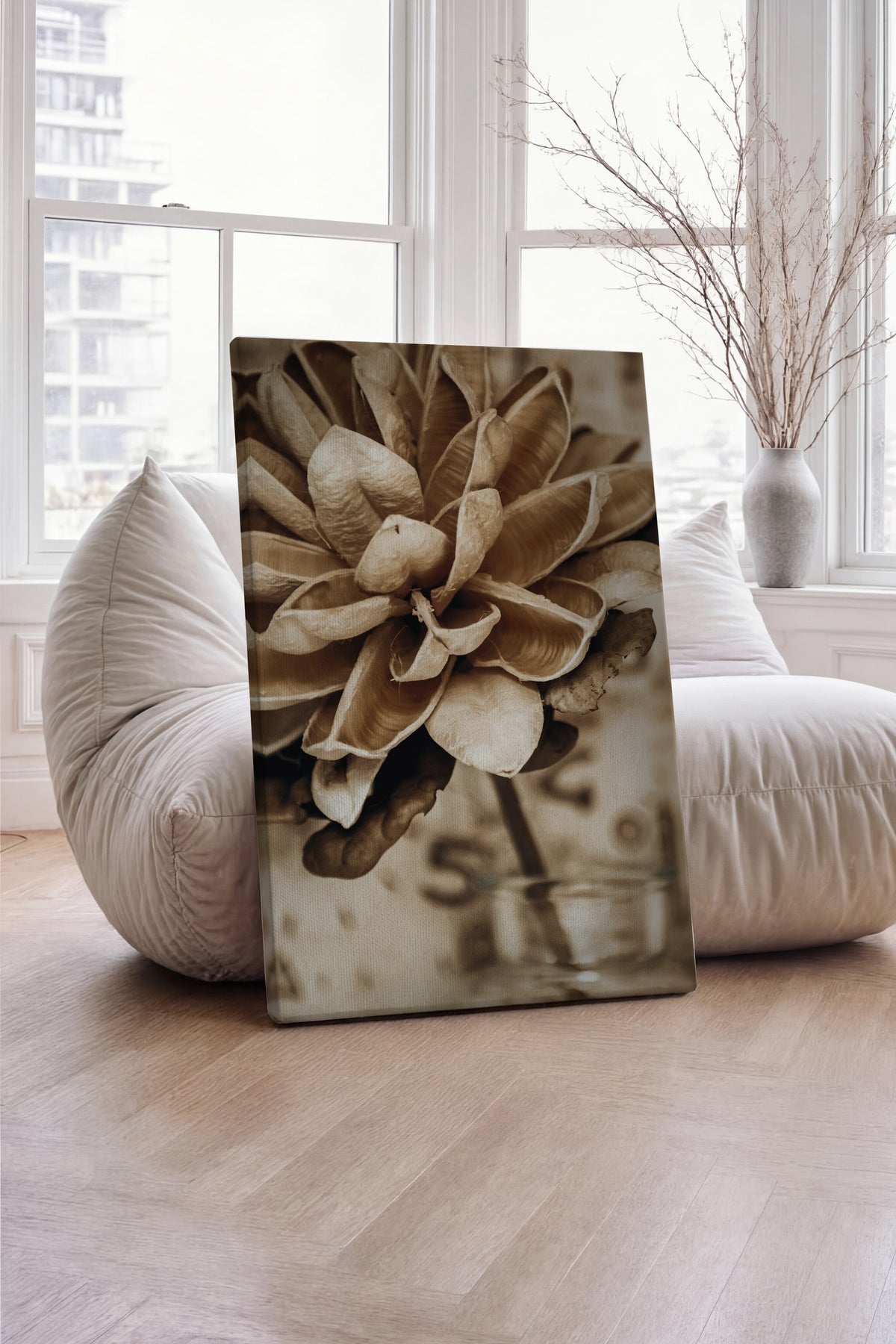 Kurutulmuş Çiçek Detayı Rustic Kanvas Tablo