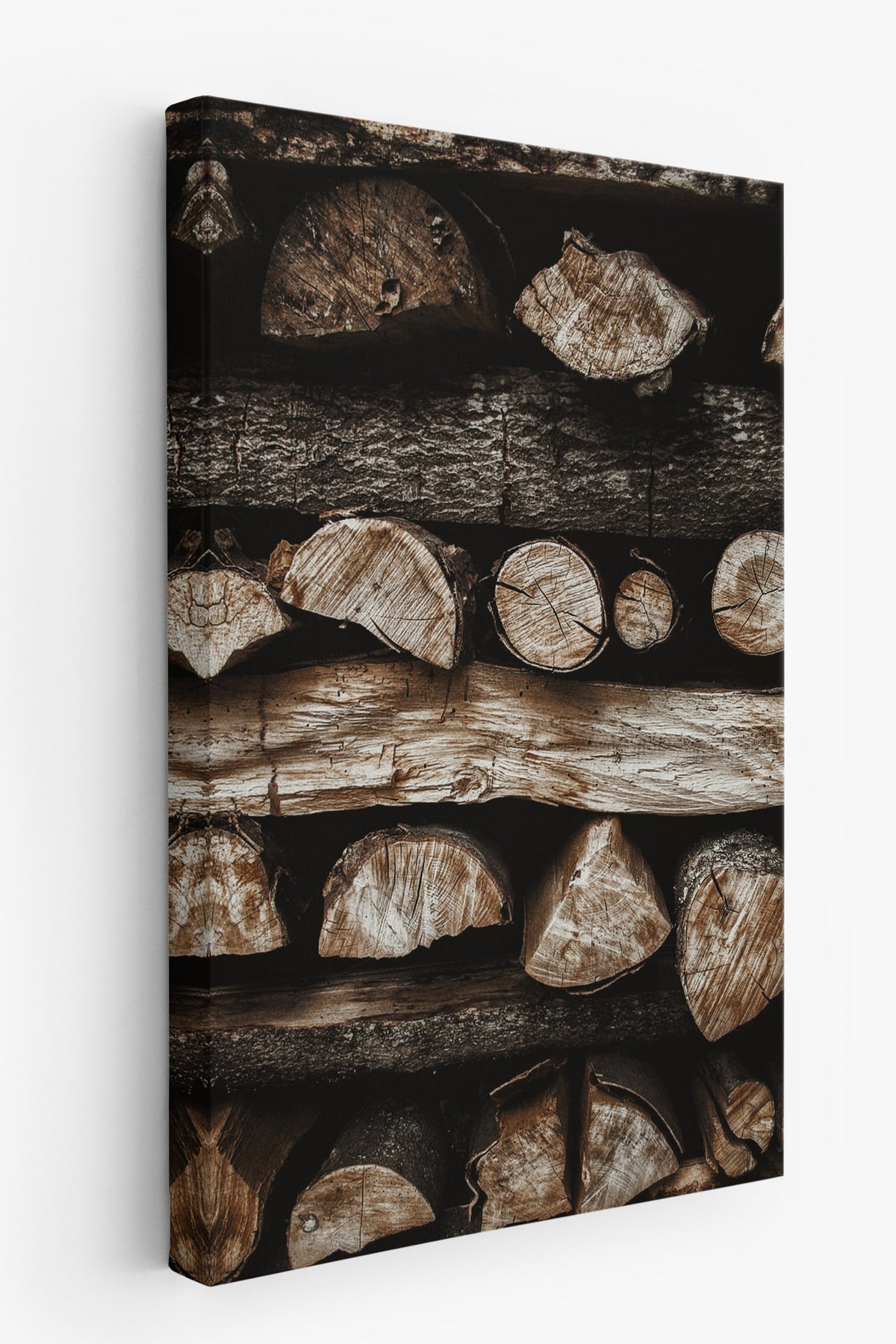 İstiflenmiş Odun Dokusu Rustic Kanvas Tablo