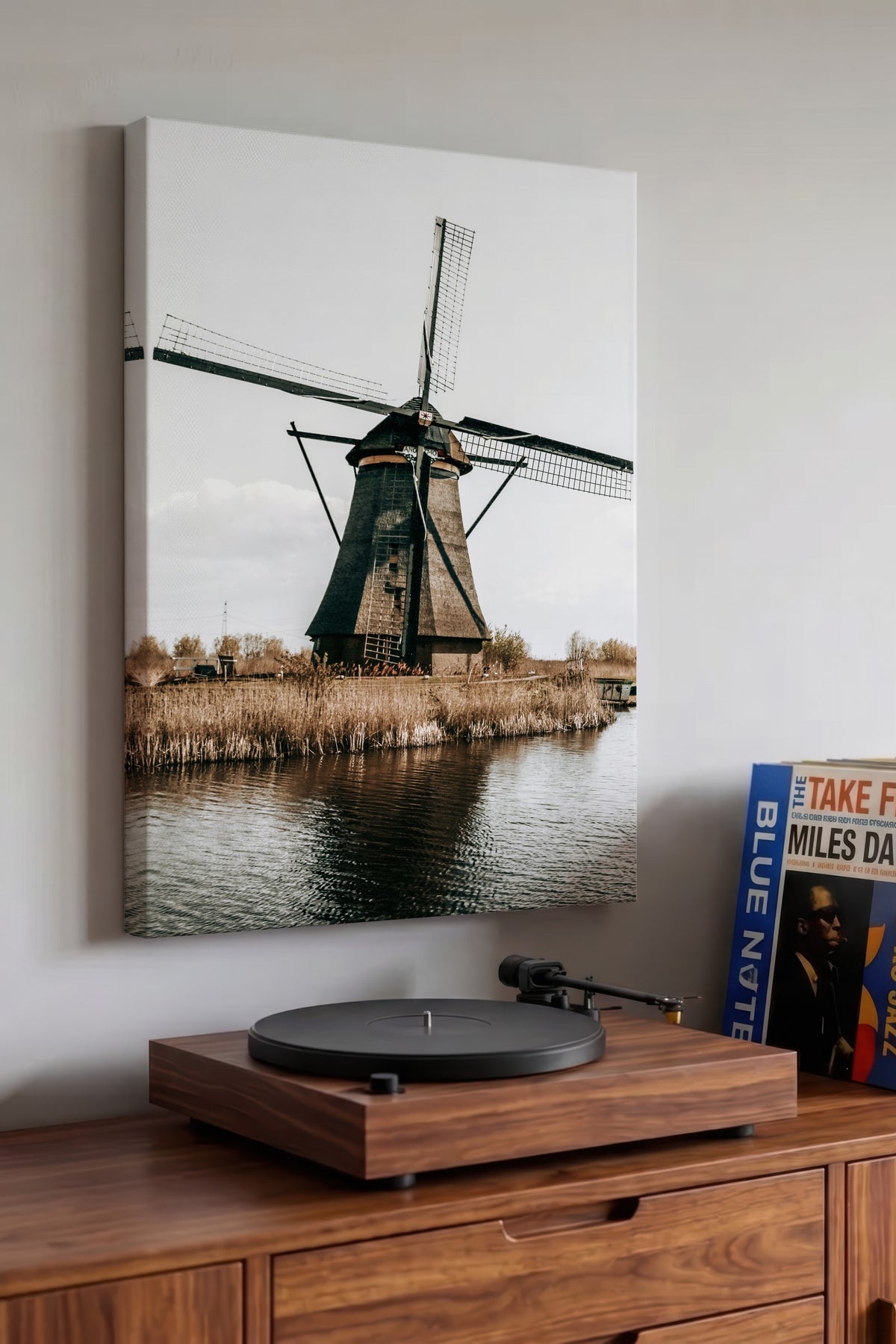 Hollanda Yel Değirmeni Rustic Kanvas Tablo