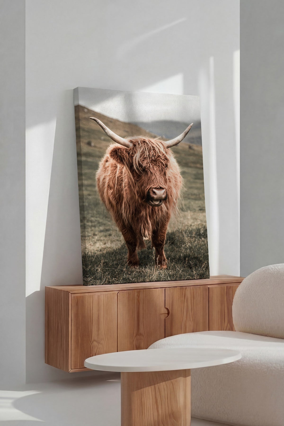 Vahşi Highland İneği Rustic Kanvas Tablo