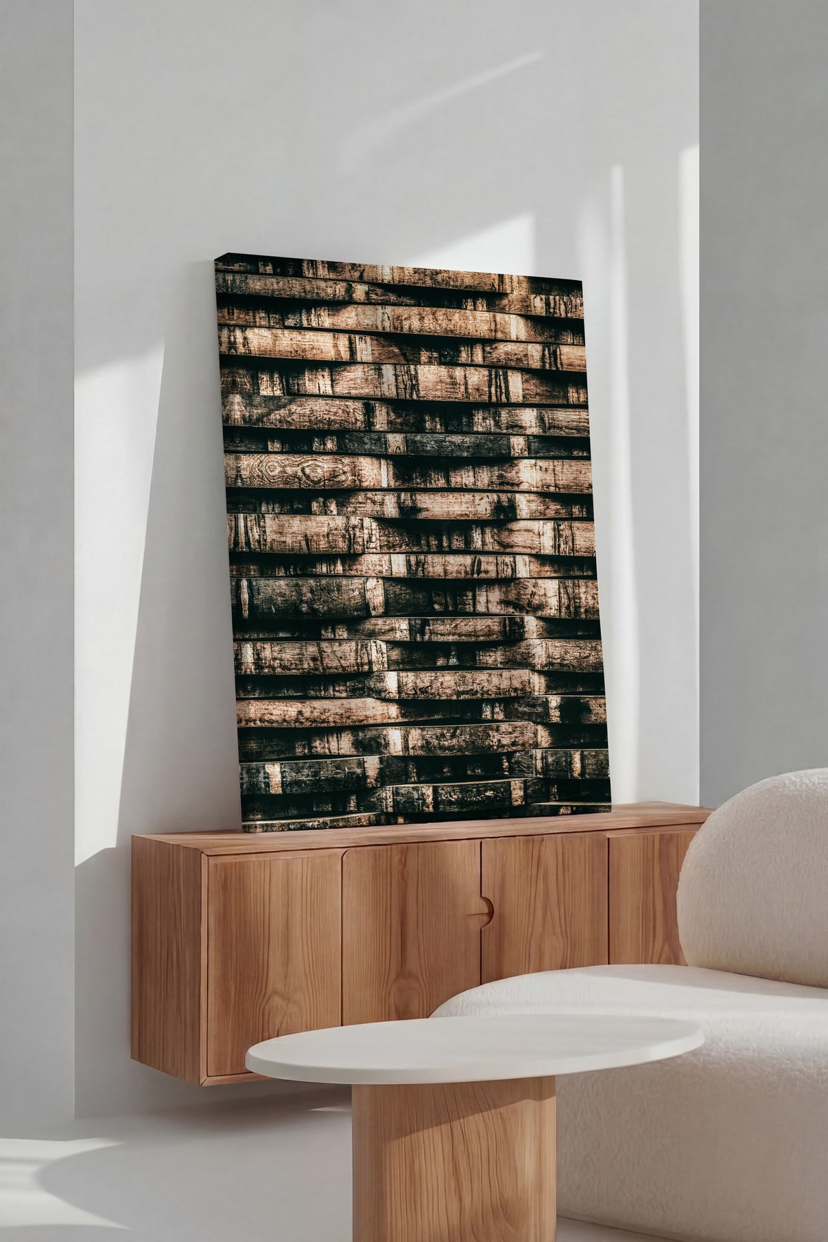 Fıçı Dokusu Rustic Kanvas Tablo
