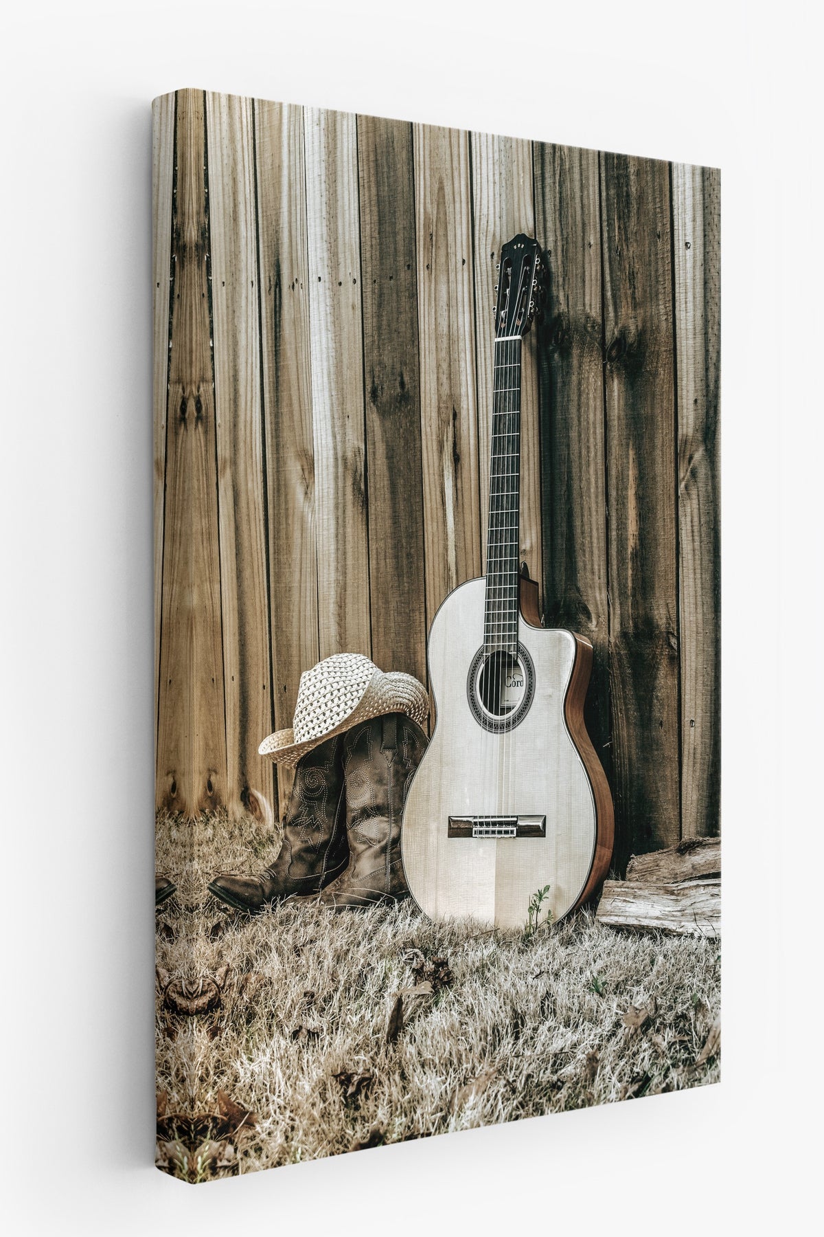 Rustik Gitar ve Kovboy Çizmeleri Rustic Kanvas Tablo