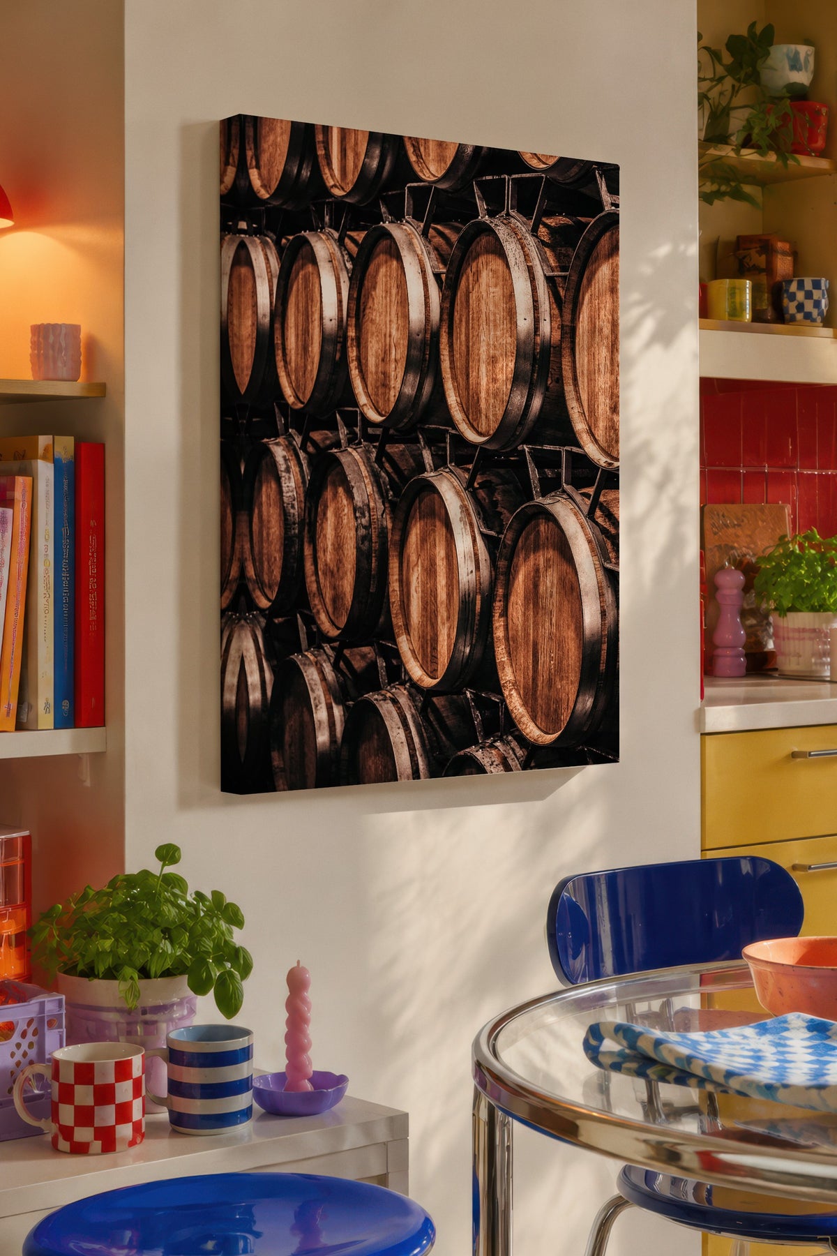 Şarap Fıçıları Koleksiyonu Rustic Kanvas Tablo