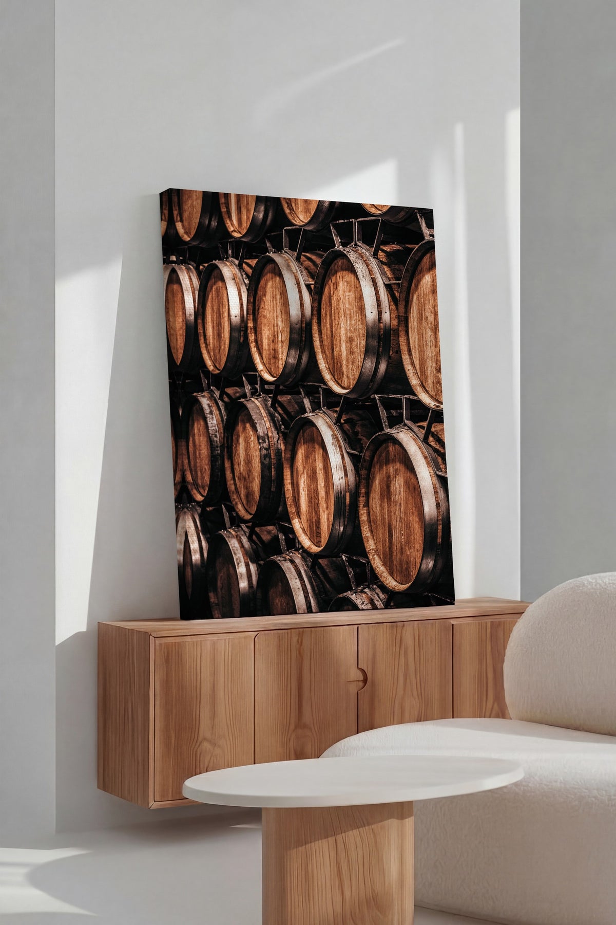 Şarap Fıçıları Koleksiyonu Rustic Kanvas Tablo