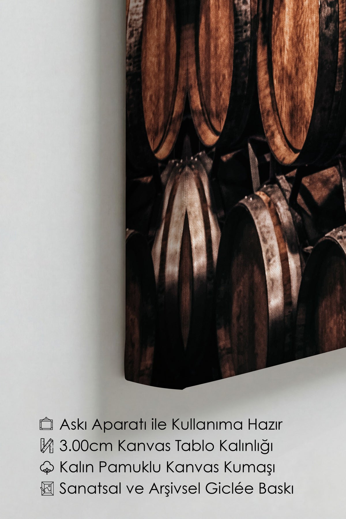Şarap Fıçıları Koleksiyonu Rustic Kanvas Tablo