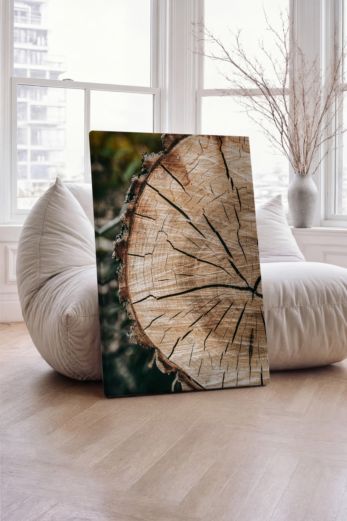 Kesilmiş Kütük Dokusu Rustic Kanvas Tablo