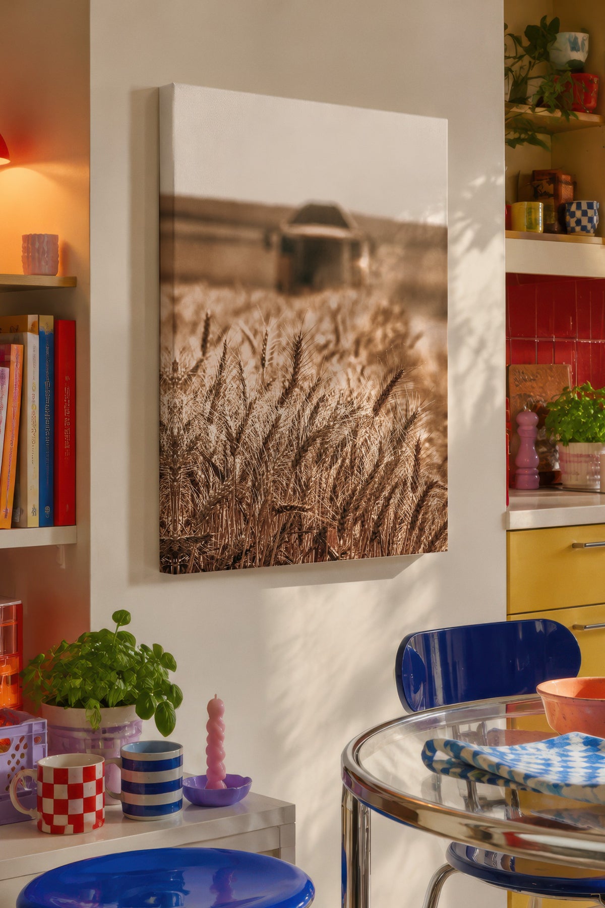 Farklı Tonlarda Buğday Tarlası Rustic Kanvas Tablo — NO:106912