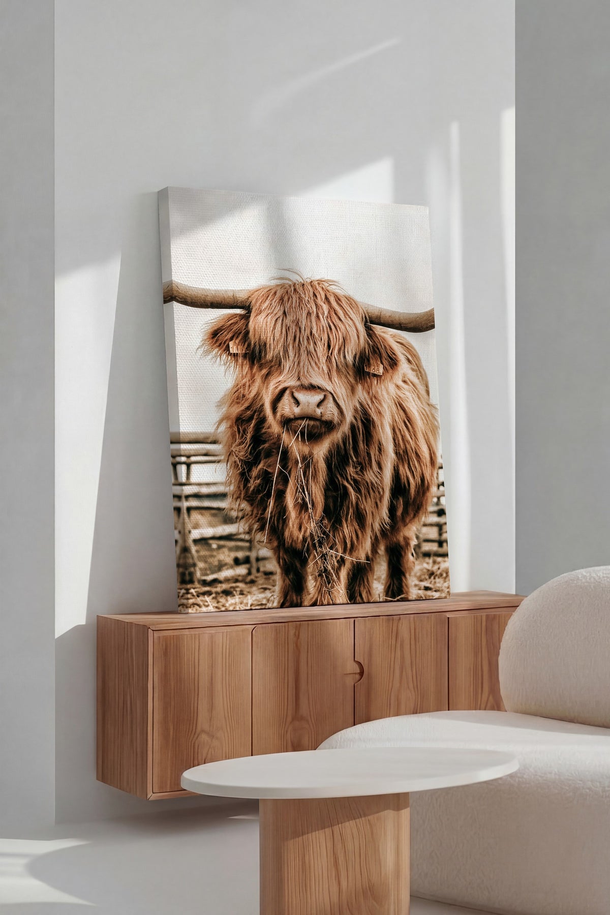 Kır Çiçeği ve Boğa Rustic Kanvas Tablo