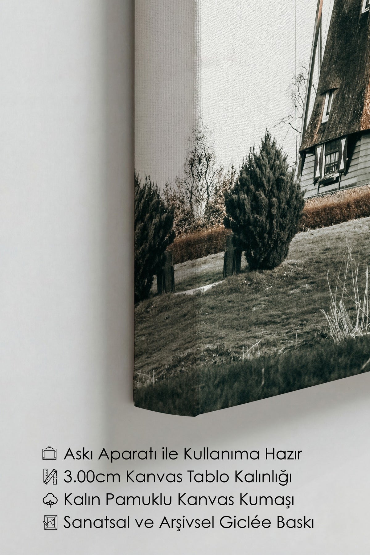Farklı Tonlarda Hollanda Yel Değirmeni Rustic Kanvas Tablo