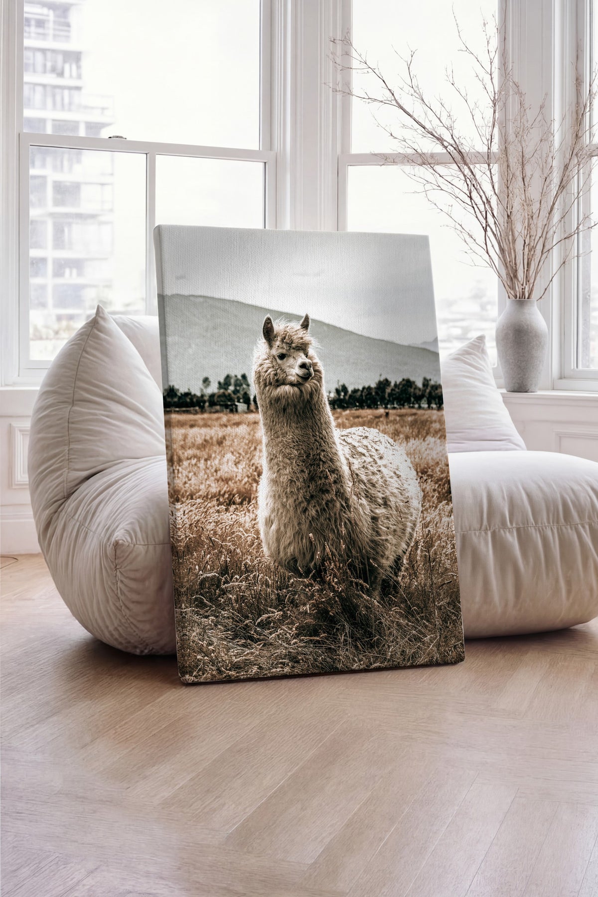 Doğada Lama Rustic Kanvas Tablo
