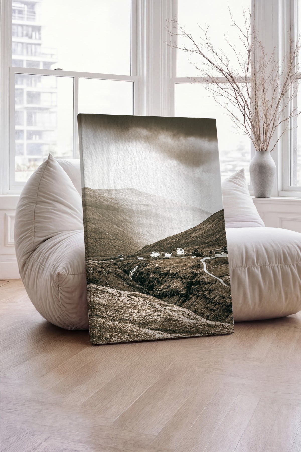 Dağ Köyü Rustic Kanvas Tablo