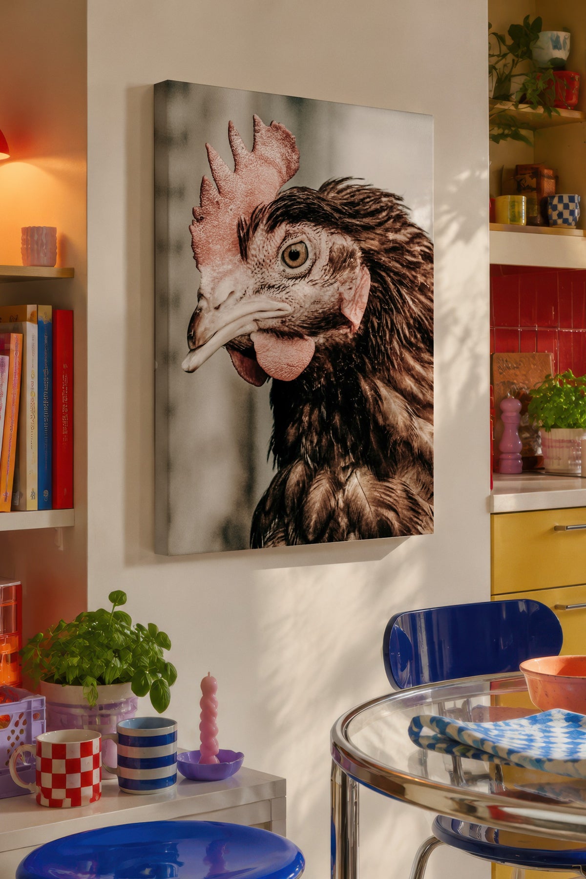 Tavuk Portresi Rustic Kanvas Tablo