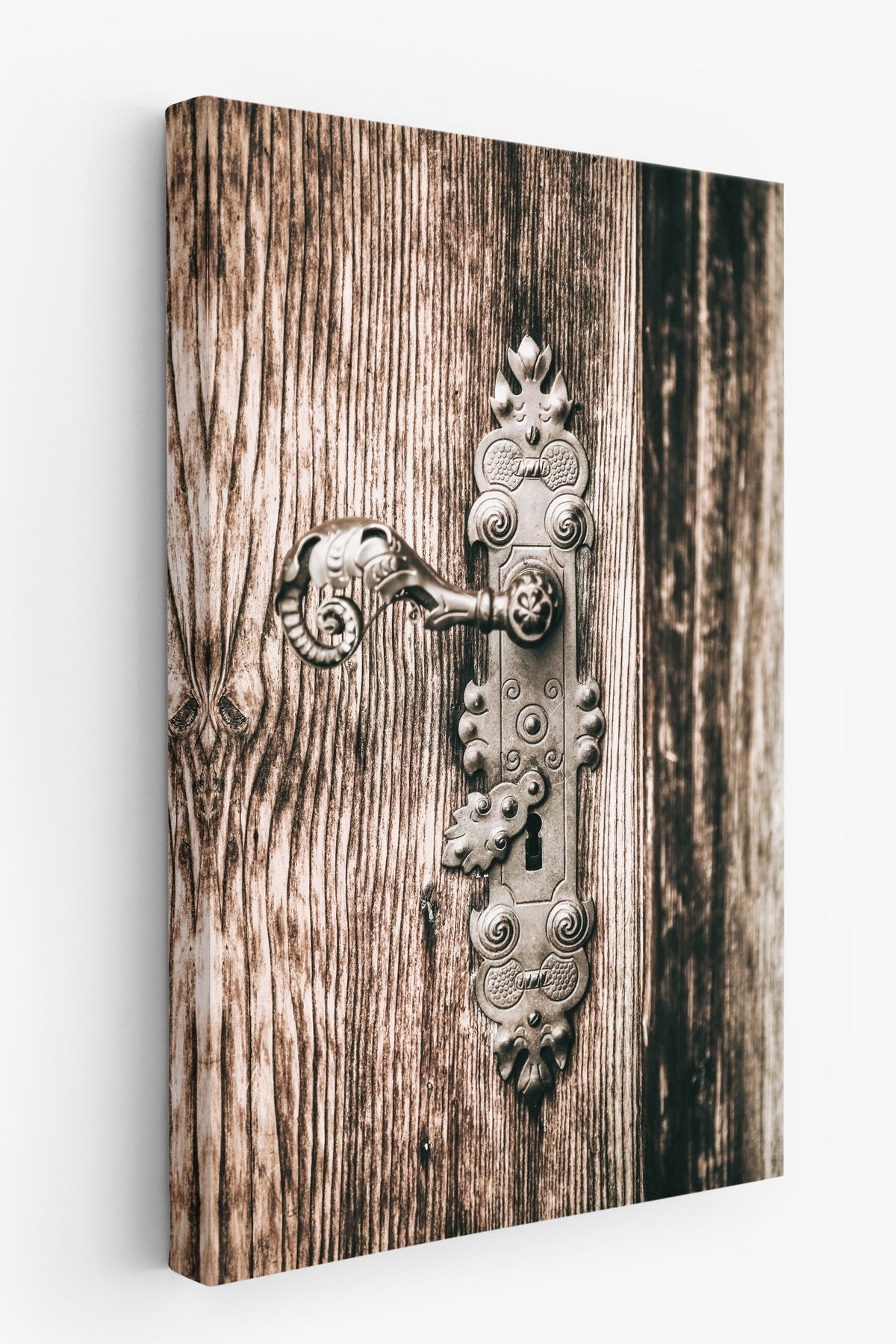 Eski Kapı Kolu ve Kilit Rustic Kanvas Tablo