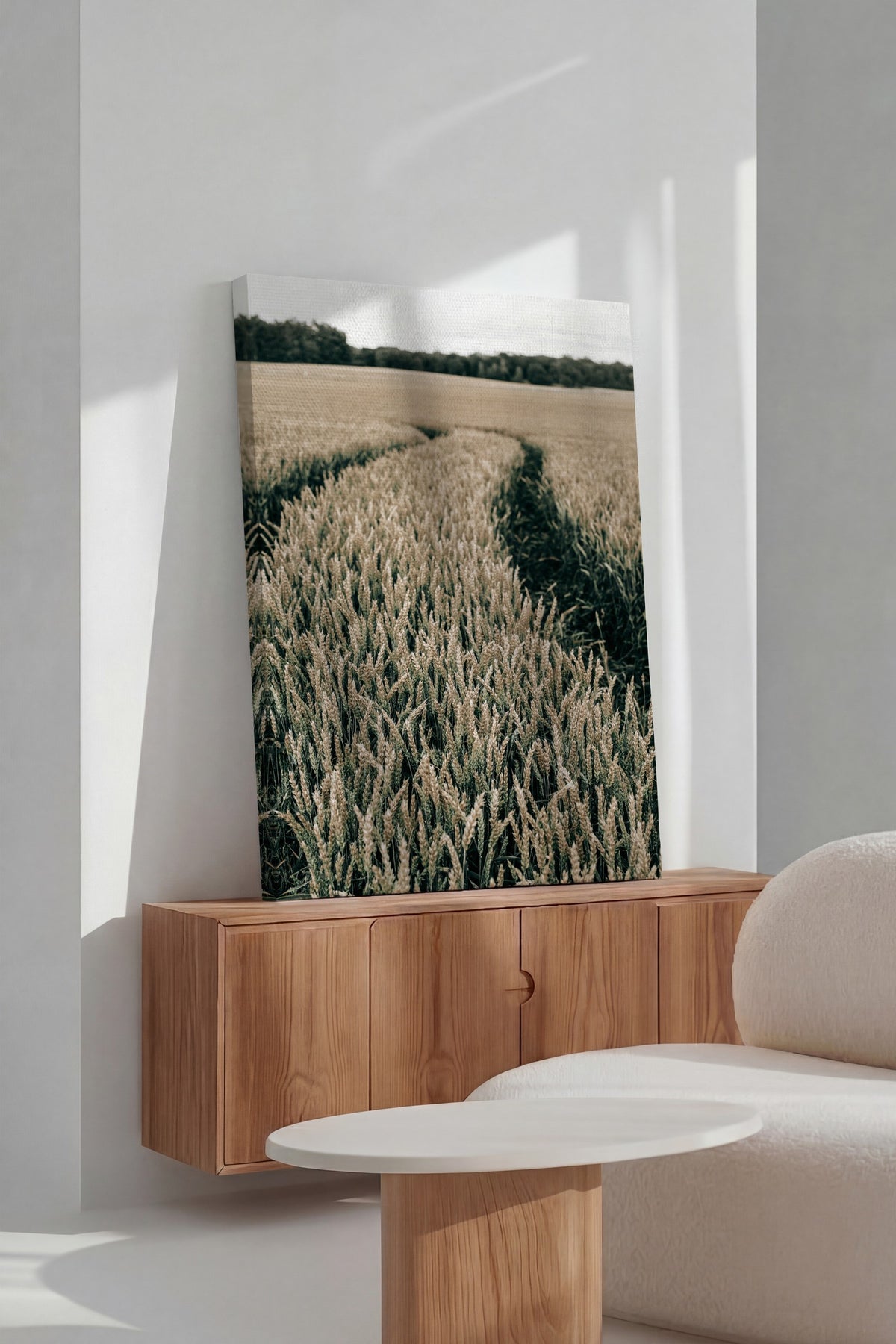 Farklı Tonlarda Buğday Tarlası Rustic Kanvas Tablo