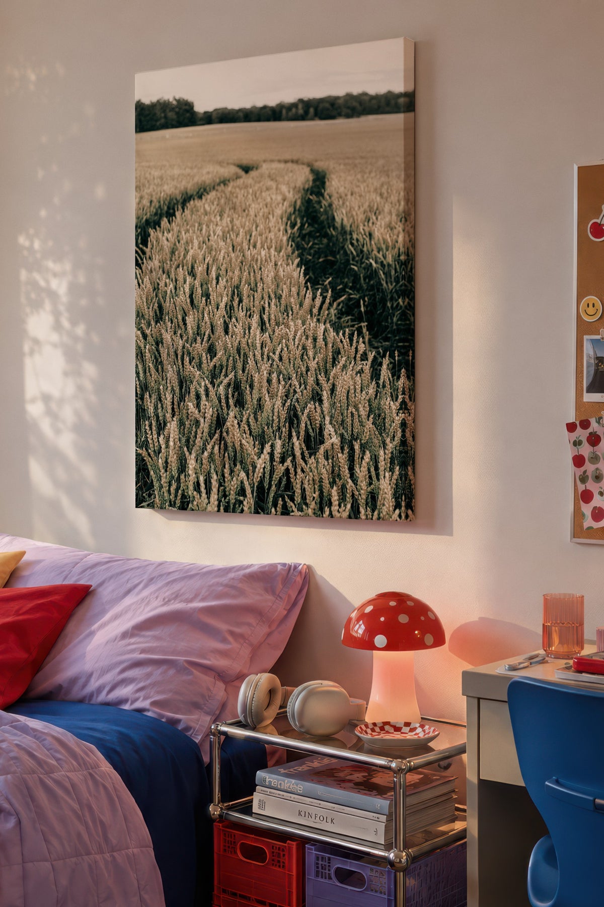 Farklı Tonlarda Buğday Tarlası Rustic Kanvas Tablo