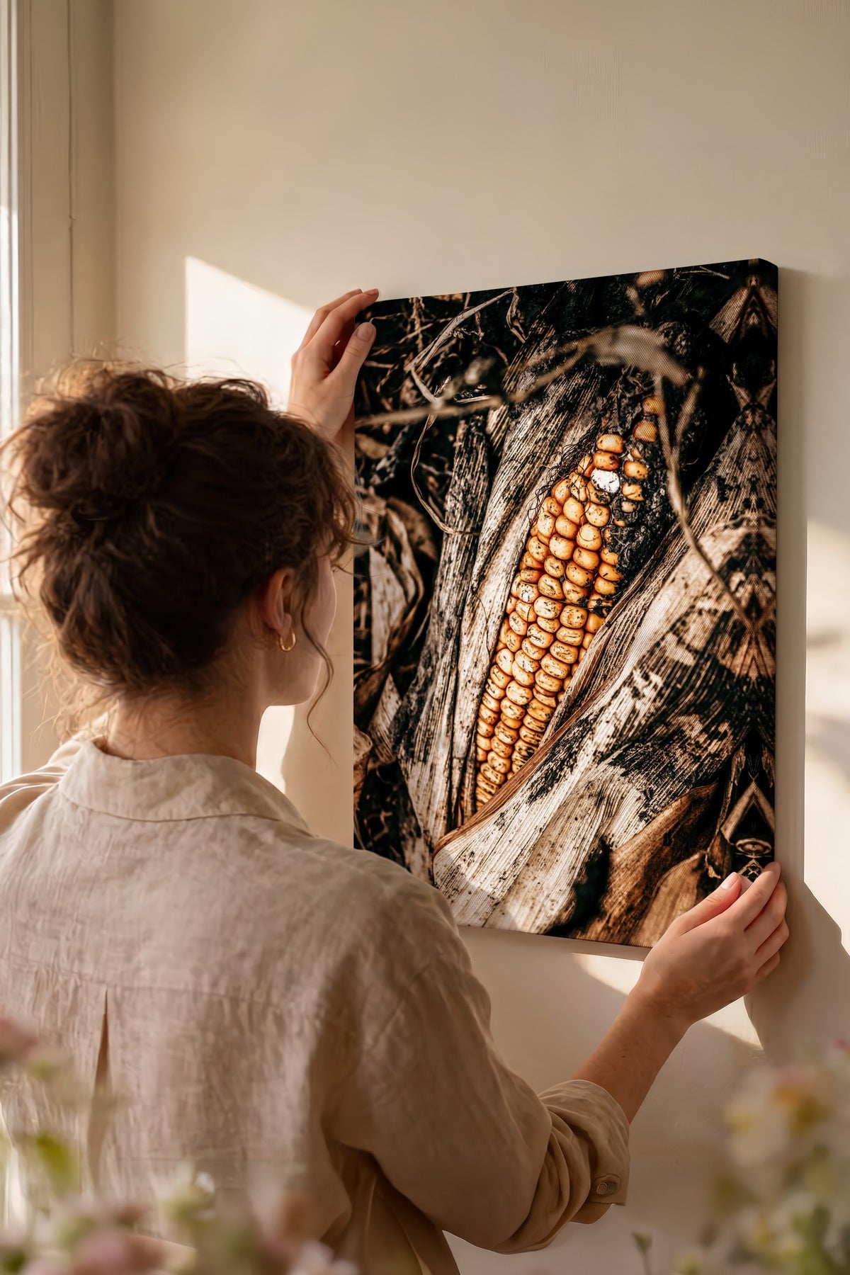 Doğal Mısır Detayı Rustic Kanvas Tablo