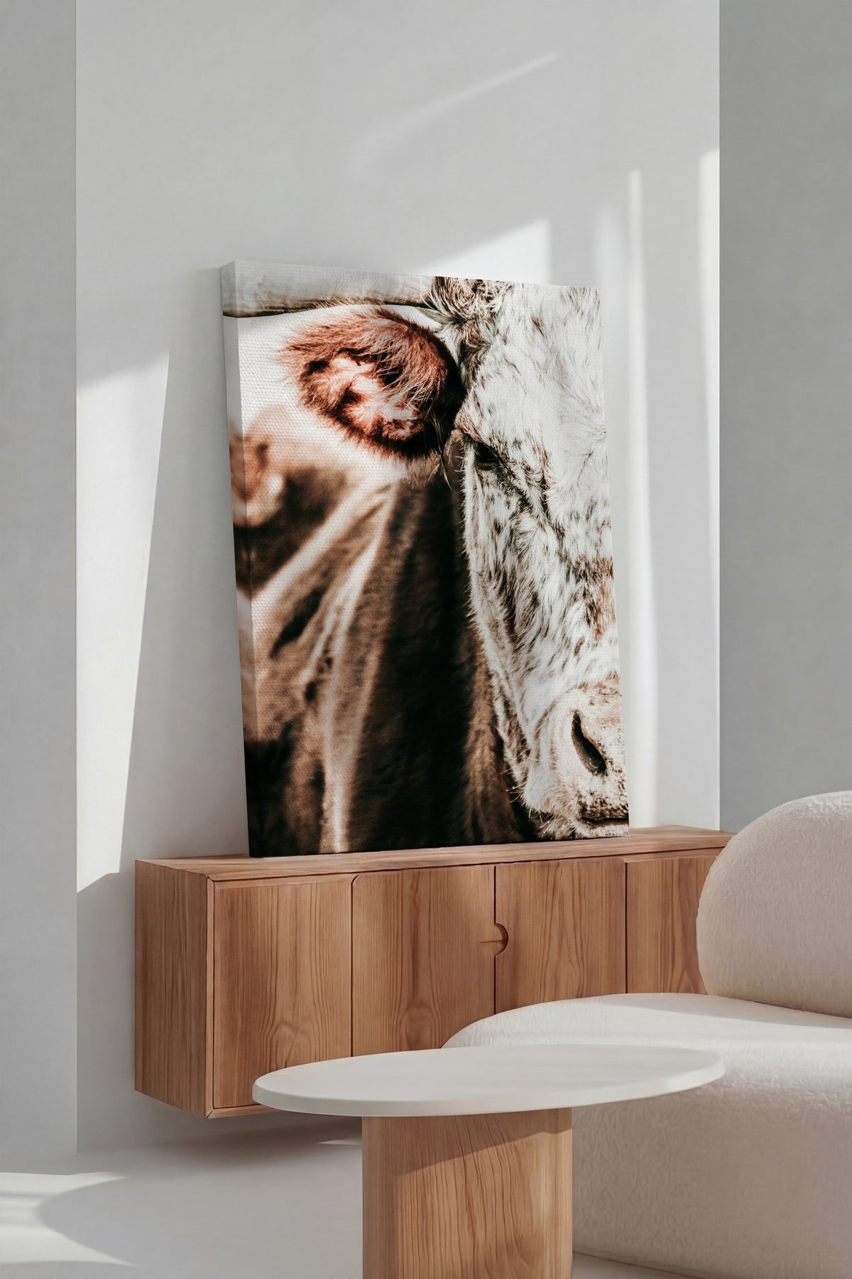 Sığır Portresi Rustic Kanvas Tablo