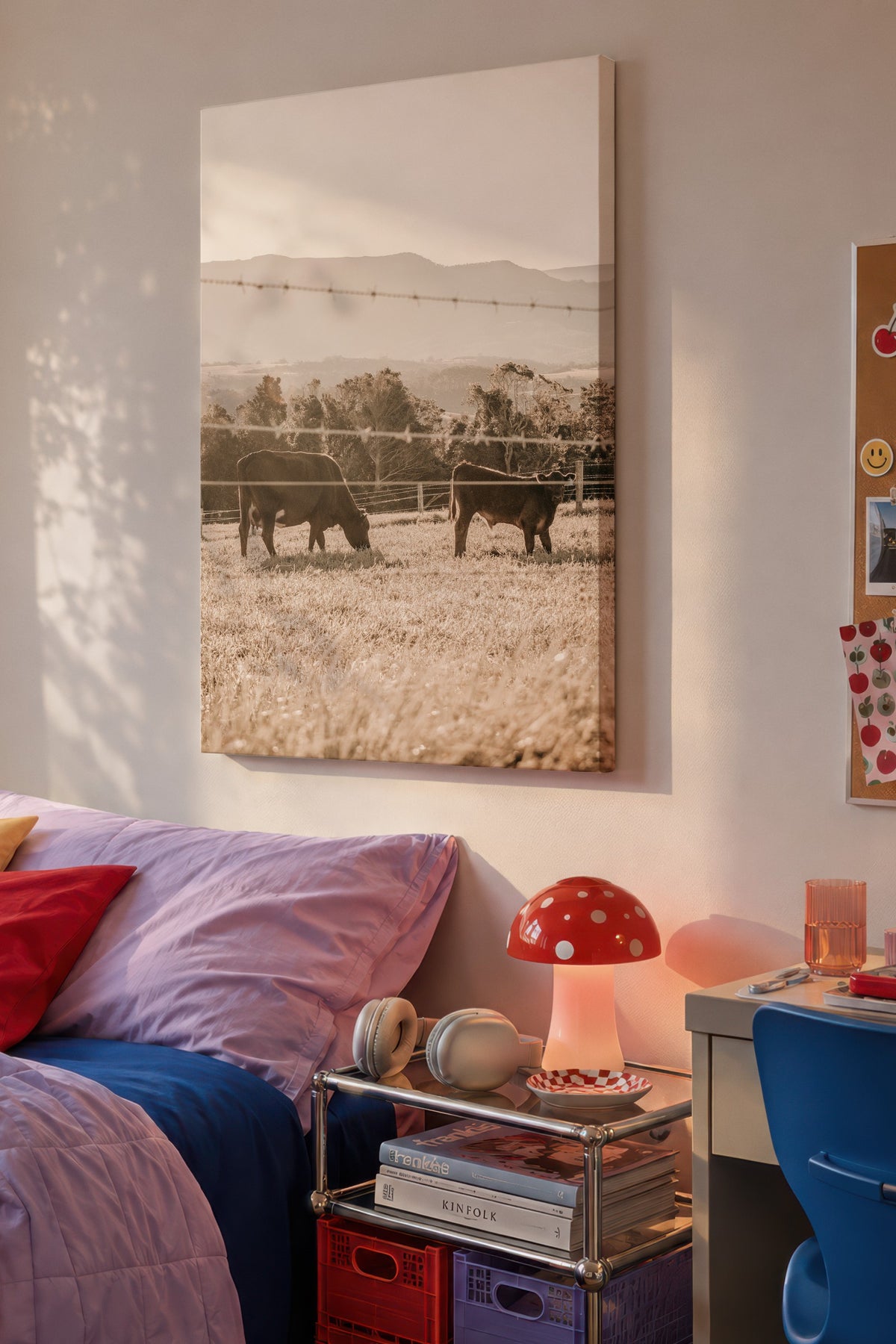 Otlakta İnekler Rustic Kanvas Tablo
