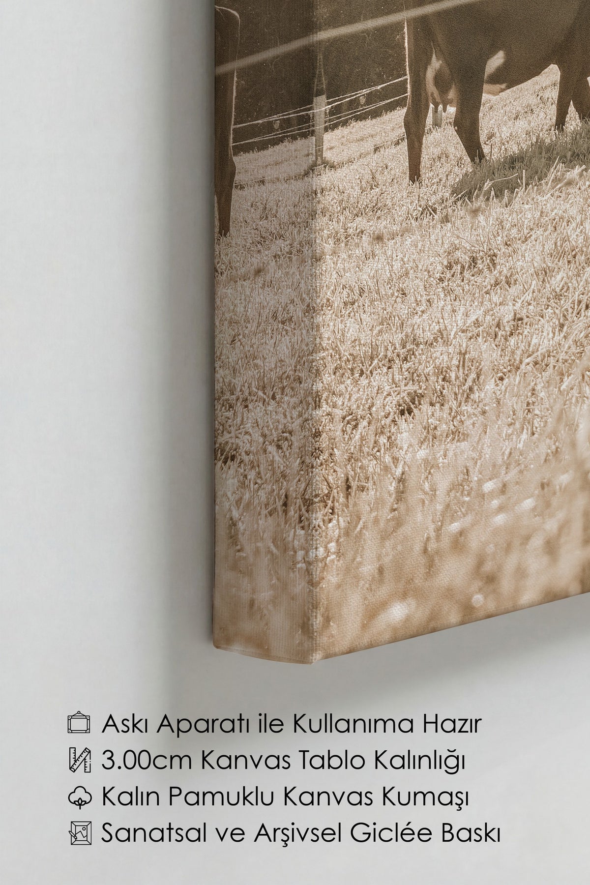 Otlakta İnekler Rustic Kanvas Tablo