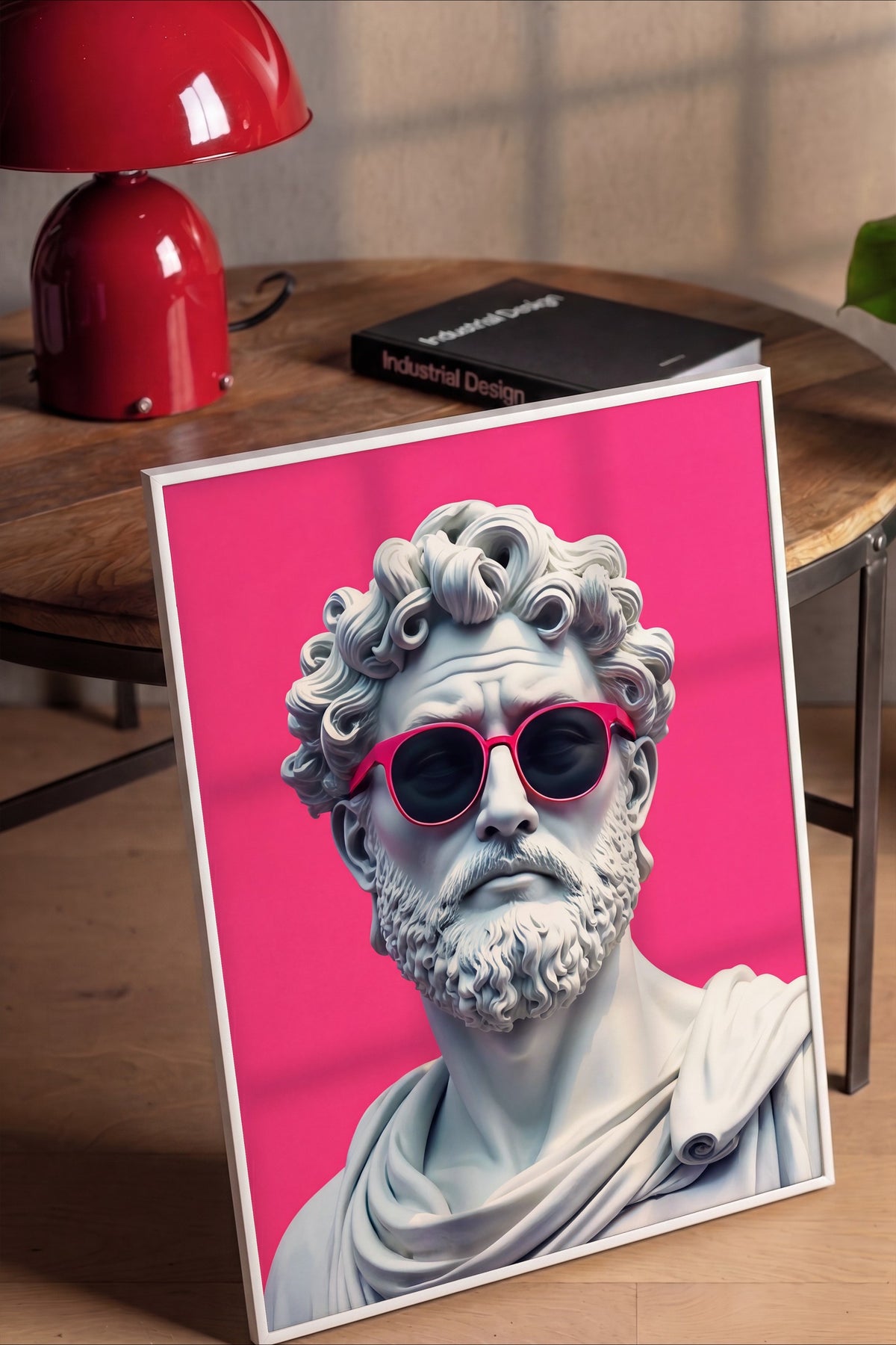 Heykel Büstü ve Gözlük Poster – Beyaz Çerçeveli Tablo