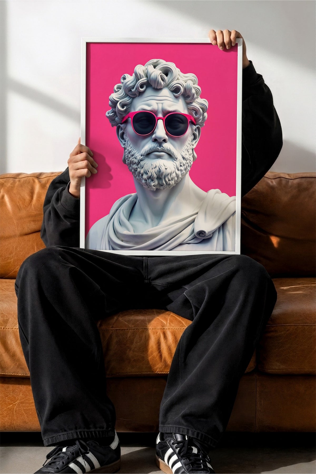 Heykel Büstü ve Gözlük Poster – Beyaz Çerçeveli Tablo