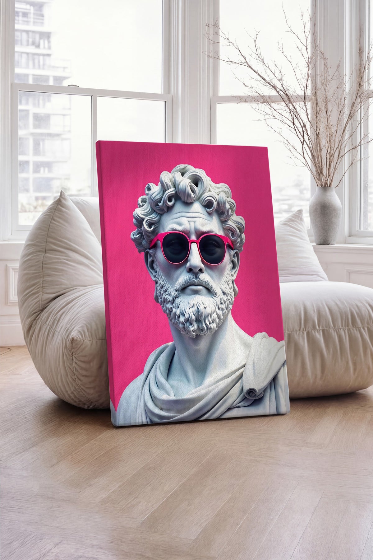 Pembe Gözlüklü Antik Büst Kanvas Tablo