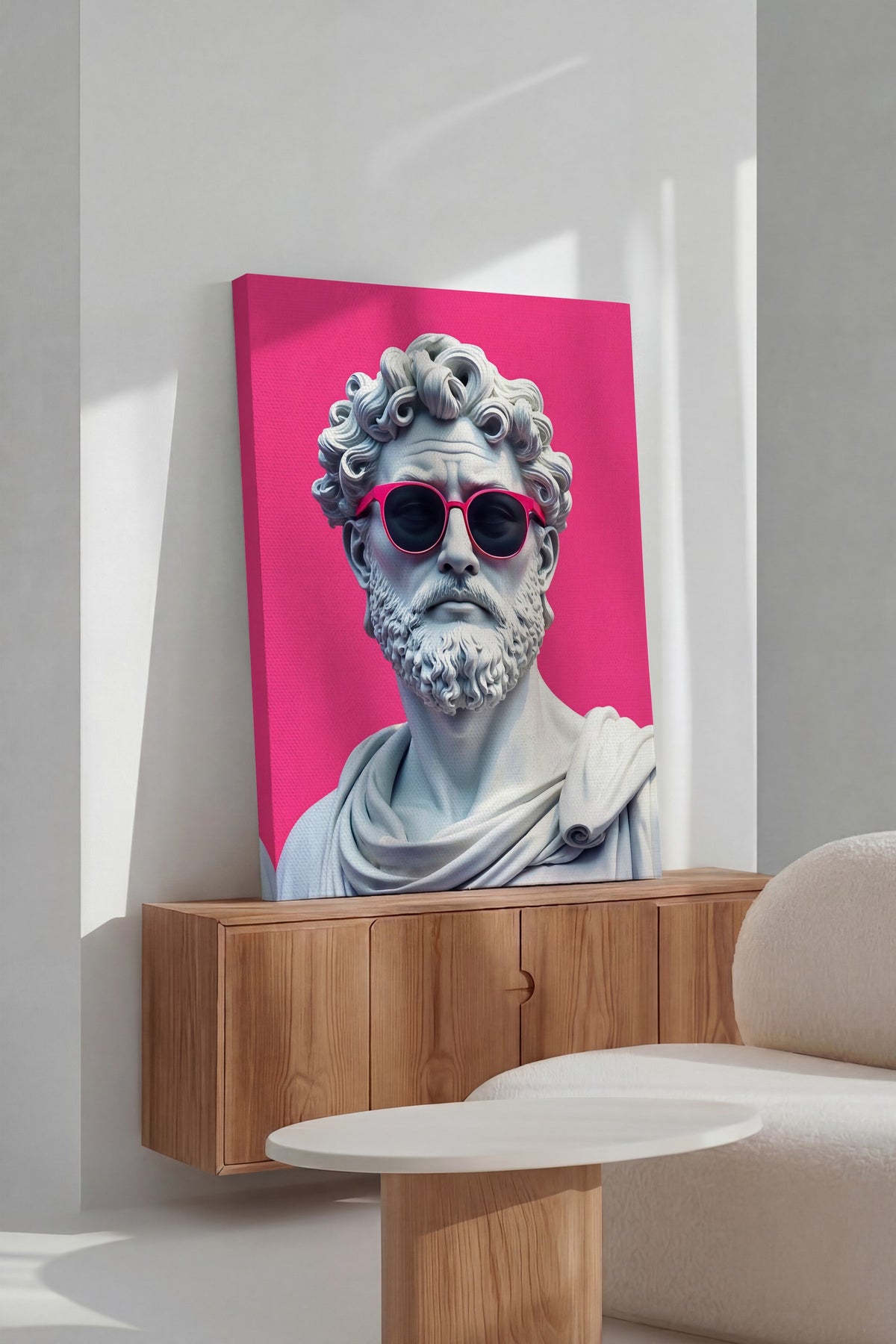 Pembe Gözlüklü Antik Büst Kanvas Tablo