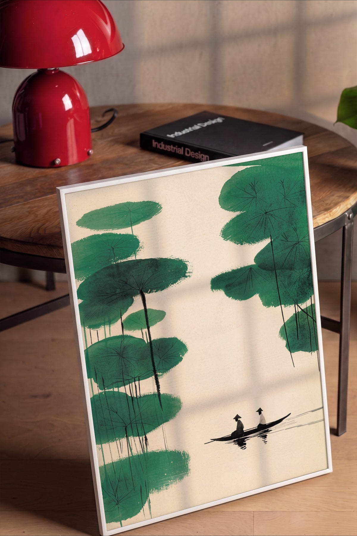 Sazlıklar Arasında Kürek Çeken Çift Poster – Beyaz Çerçeveli Tablo