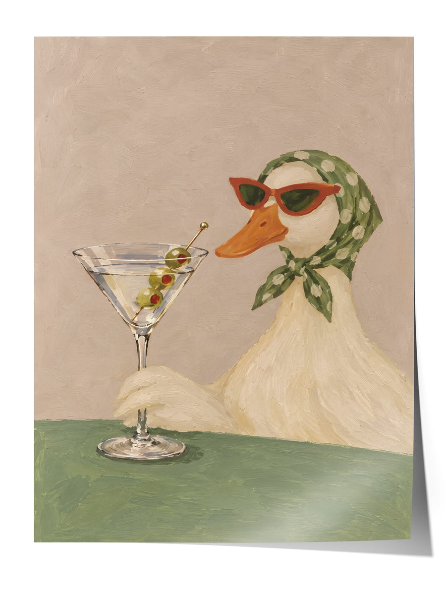Martini İçen Ördek Çerçevesiz Poster