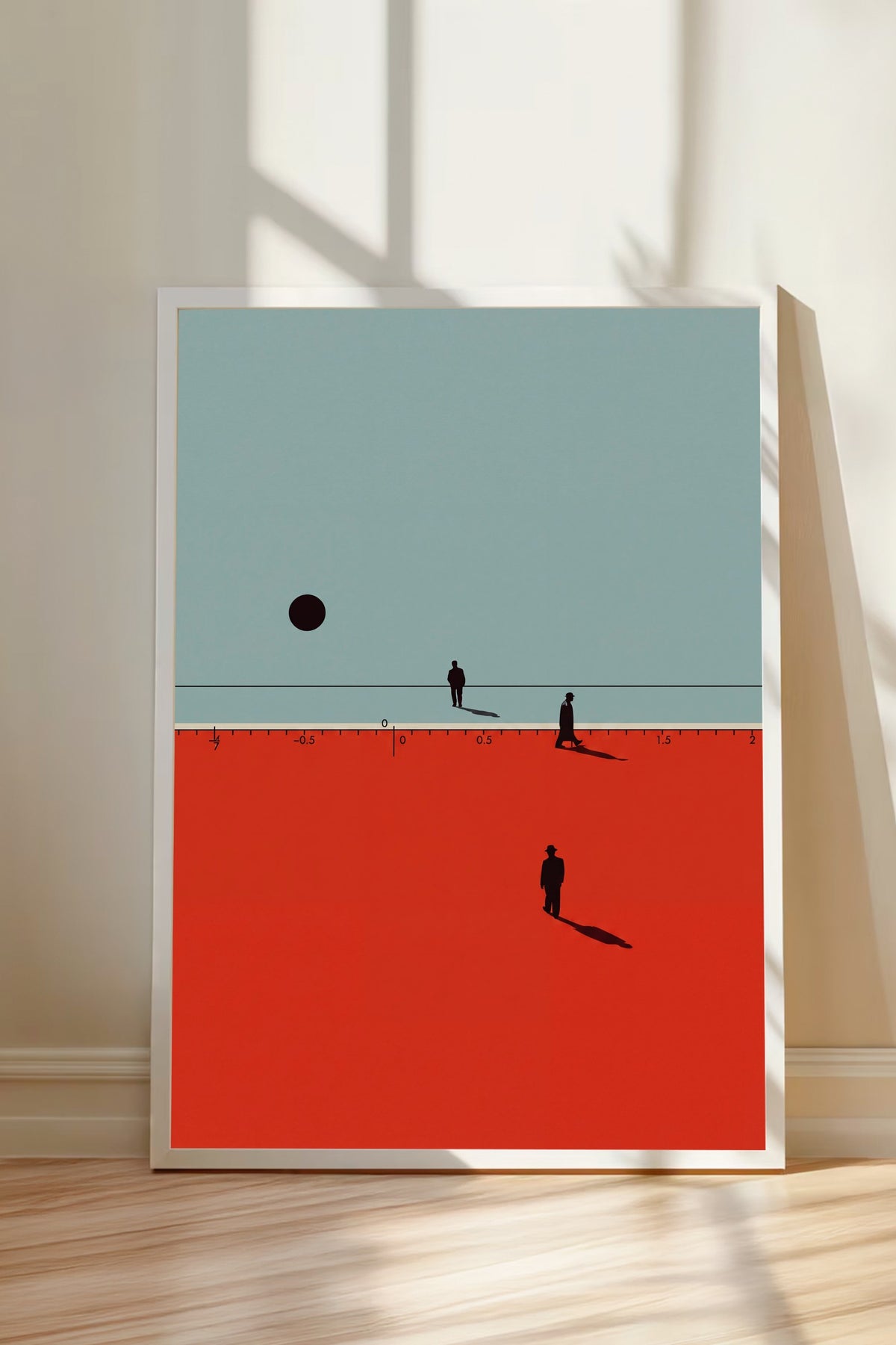 Sayı Doğrusunda Yürüyen Siluetler Poster – Beyaz Çerçeveli Tablo