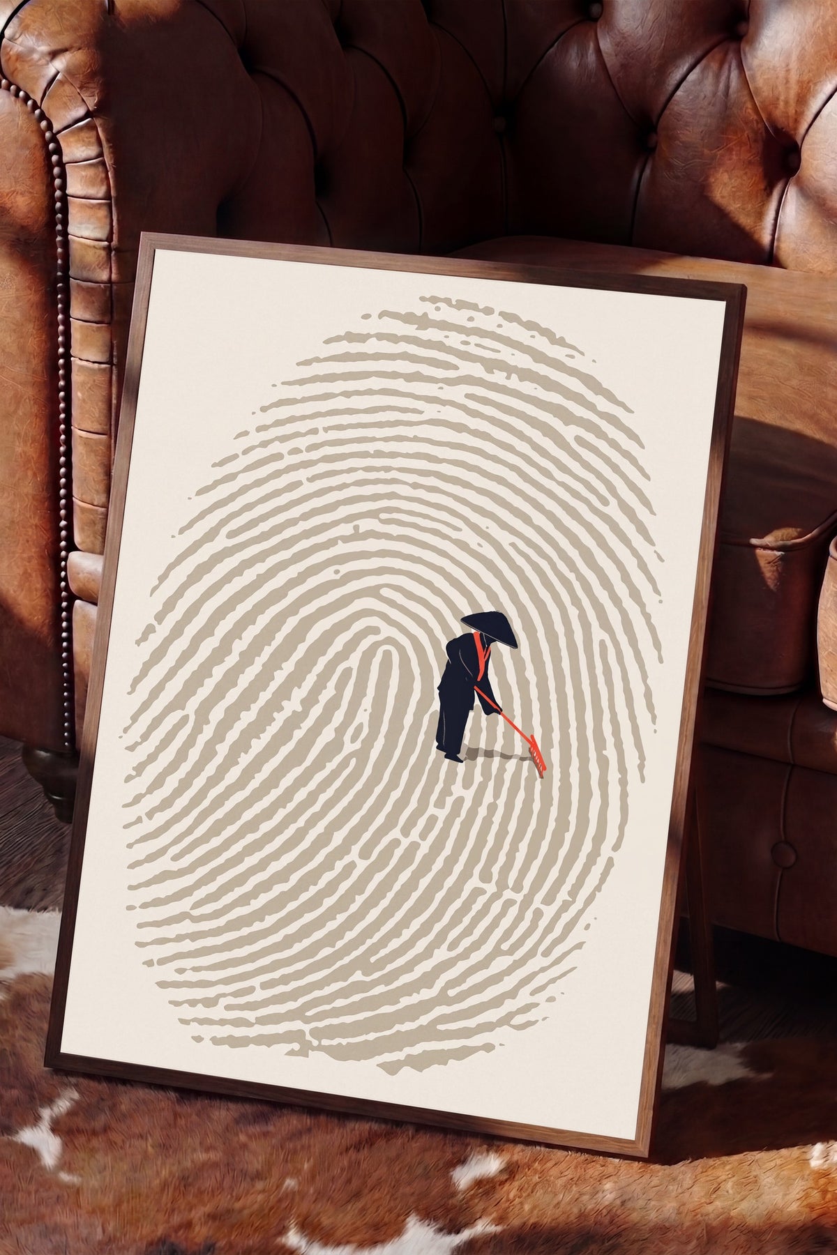 Parmak İzinde Bahçıvan Poster – Kahverengi Çerçeveli Tablo