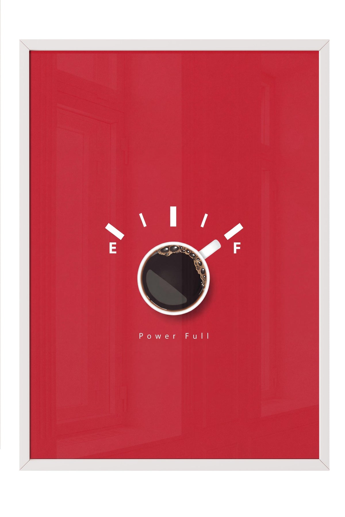 Yakıt Göstergeli Kahve Fincanı Poster – Beyaz Çerçeveli Tablo