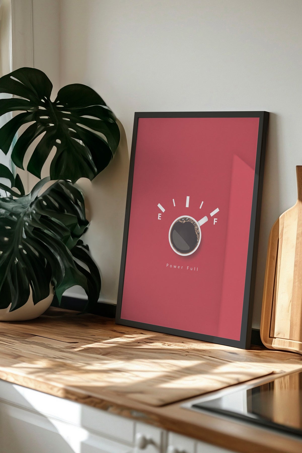 Yakıt Göstergeli Kahve Fincanı Poster – Siyah Çerçeveli Tablo
