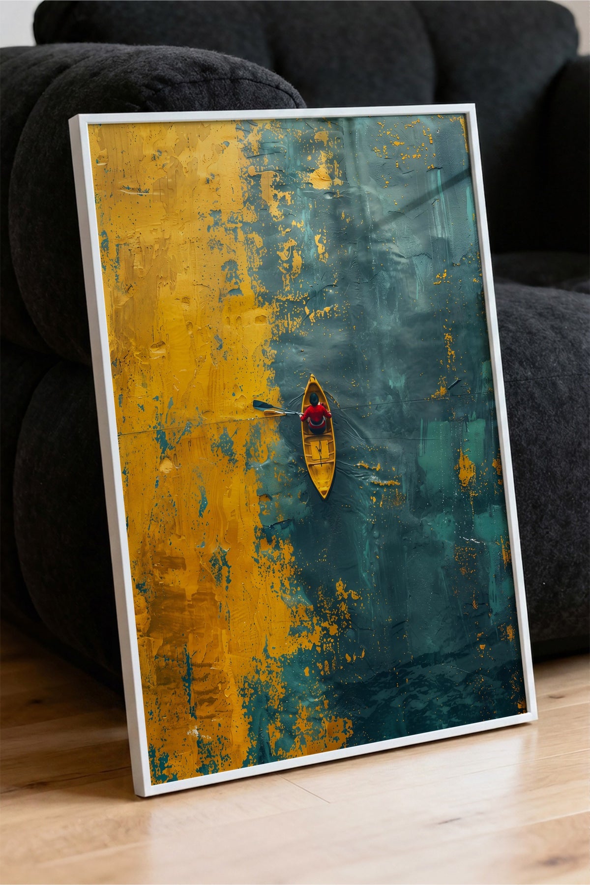 Sarı Kano ile İkili Renk Dünyası Poster – Beyaz Çerçeveli Tablo