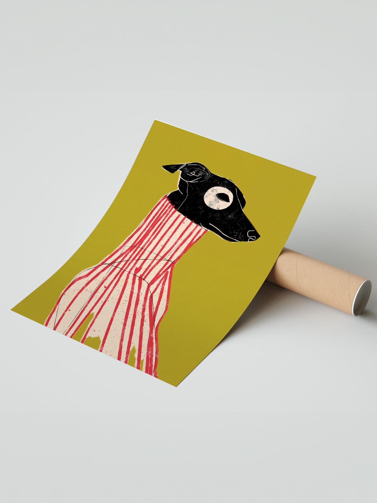 Çizgili Zarafet Köpek Portresi Çerçevesiz Poster
