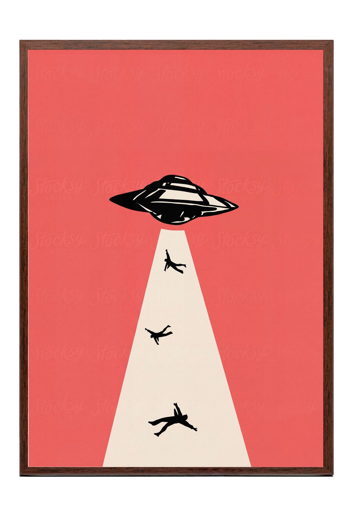 Uzaylı Kaçırma Sahnesi Poster – Kahverengi Çerçeveli Tablo