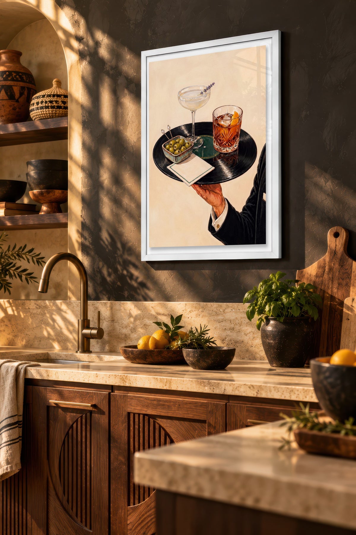 Kokteyl Sunumu Poster – Beyaz Çerçeveli Tablo
