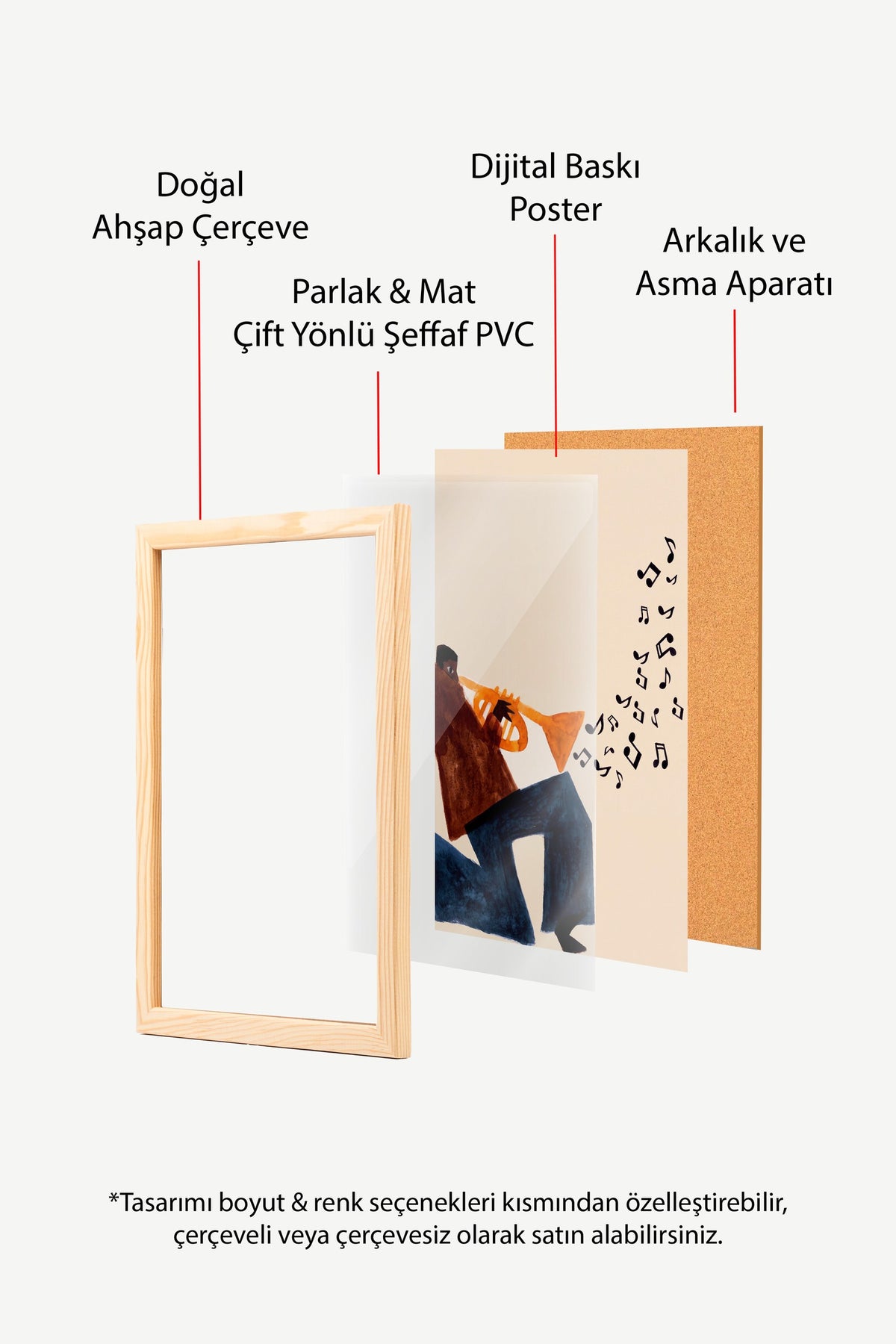 Trompet çalan figür Poster – Ahşap Çerçeveli Tablo