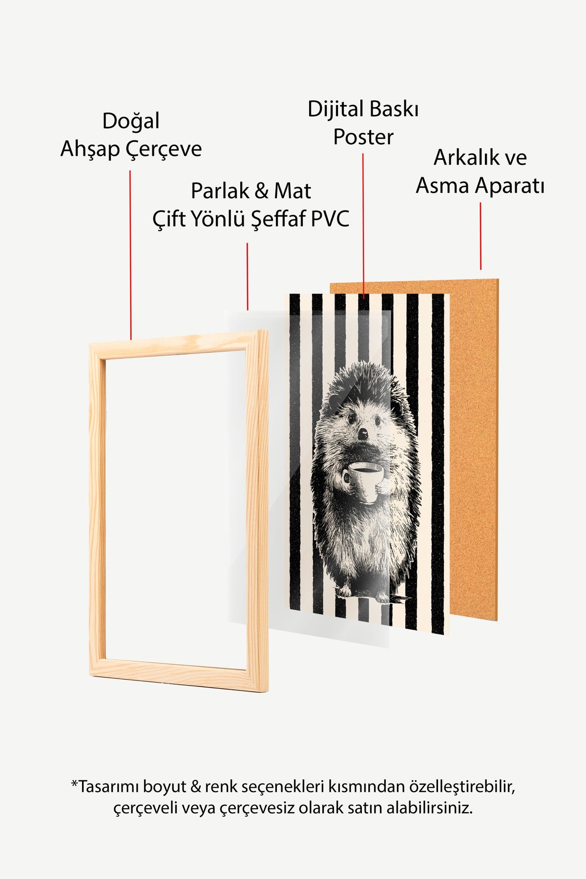 Kupa Tutan Kirpi Poster – Ahşap Çerçeveli Tablo