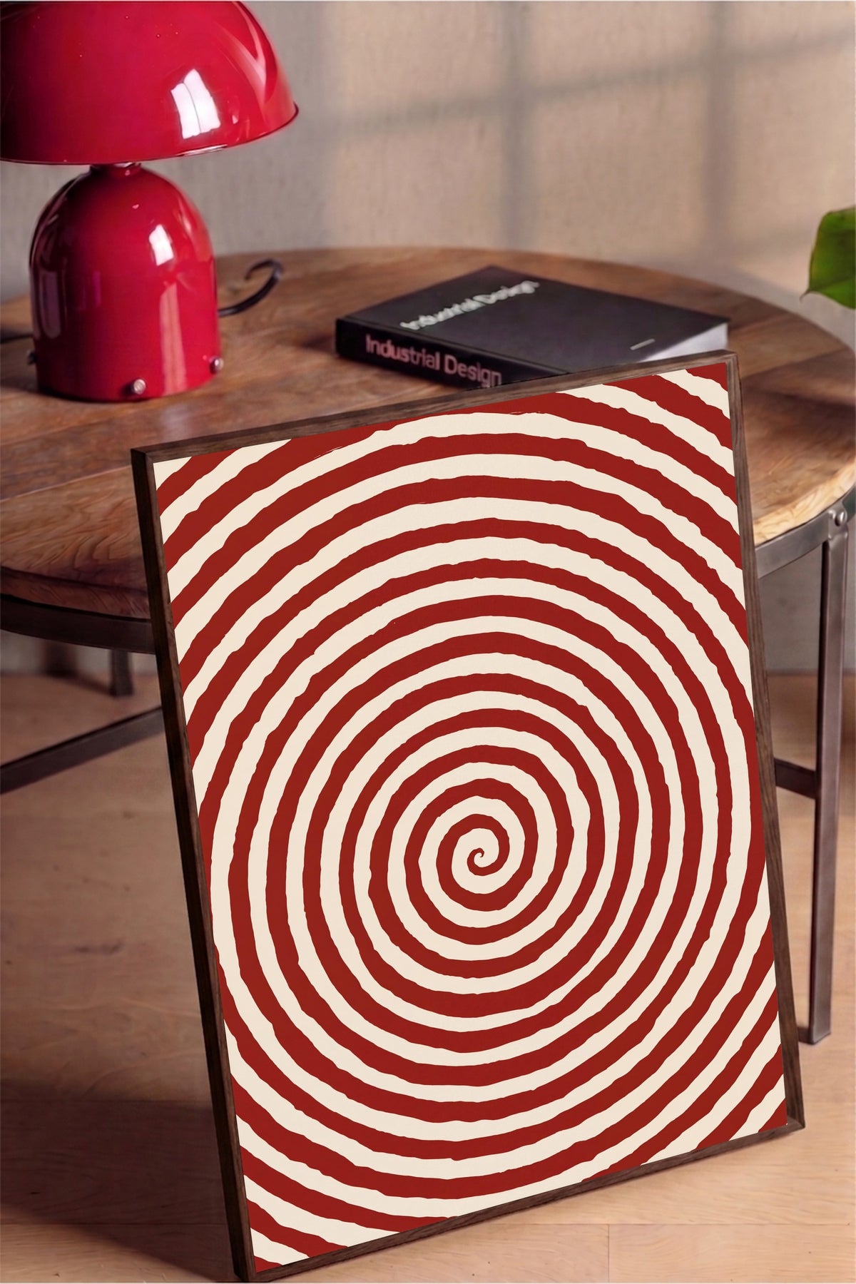 Kıvrımlı Dairesel Desen Poster – Kahverengi Çerçeveli Tablo
