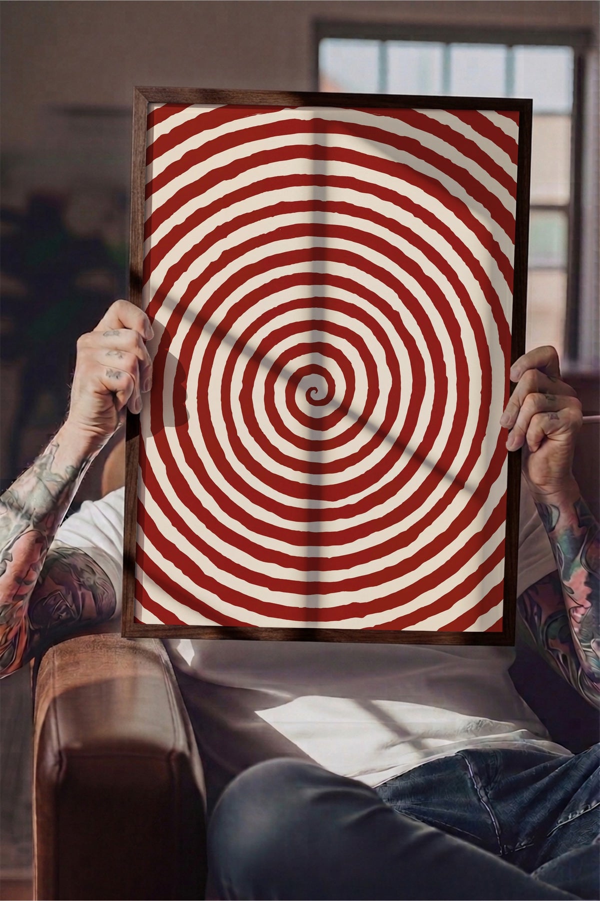 Kıvrımlı Dairesel Desen Poster – Kahverengi Çerçeveli Tablo