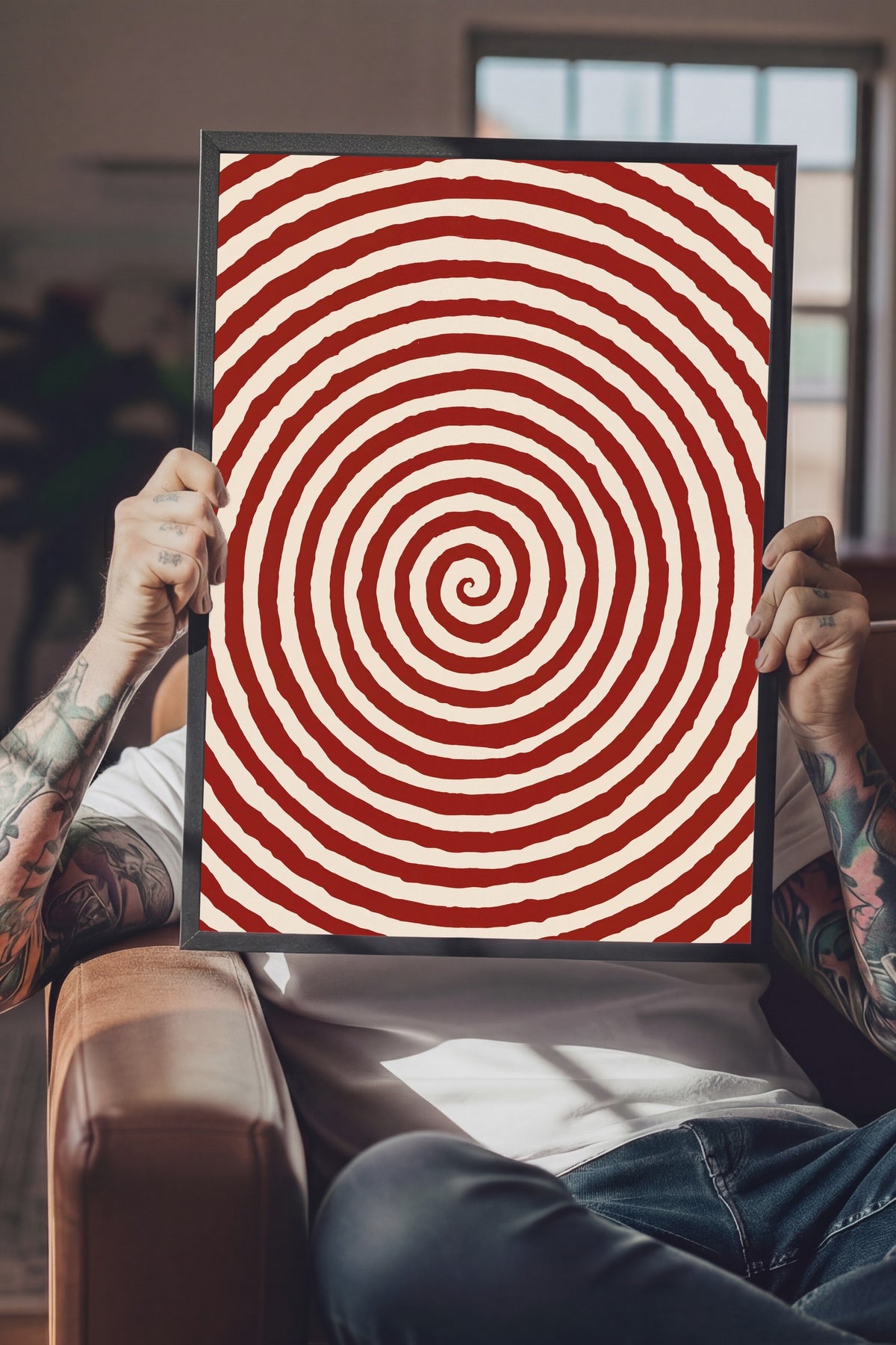Kıvrımlı Dairesel Desen Poster – Siyah Çerçeveli Tablo