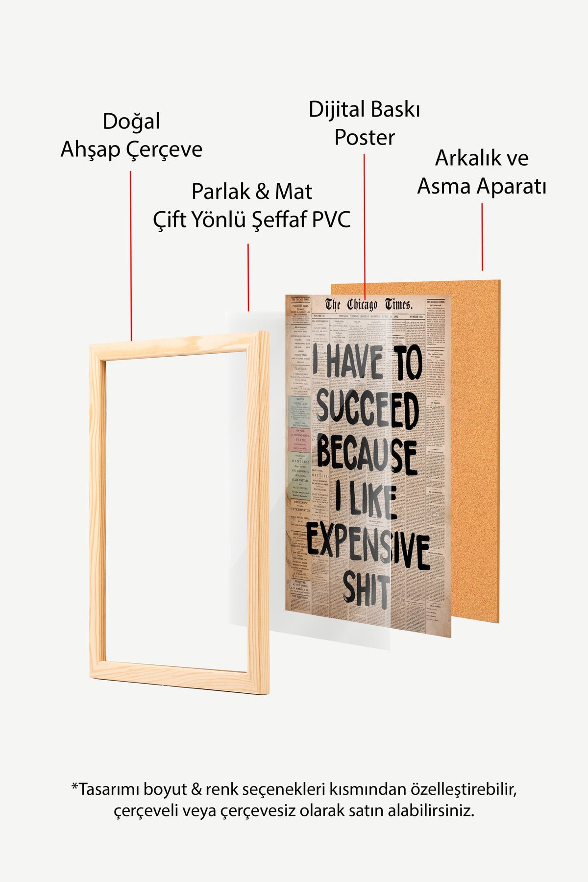 I HAVE TO SUCCEED BECAUSE I LIKE EXPENSIVE SHIT Poster – Ahşap Çerçeveli Tablo